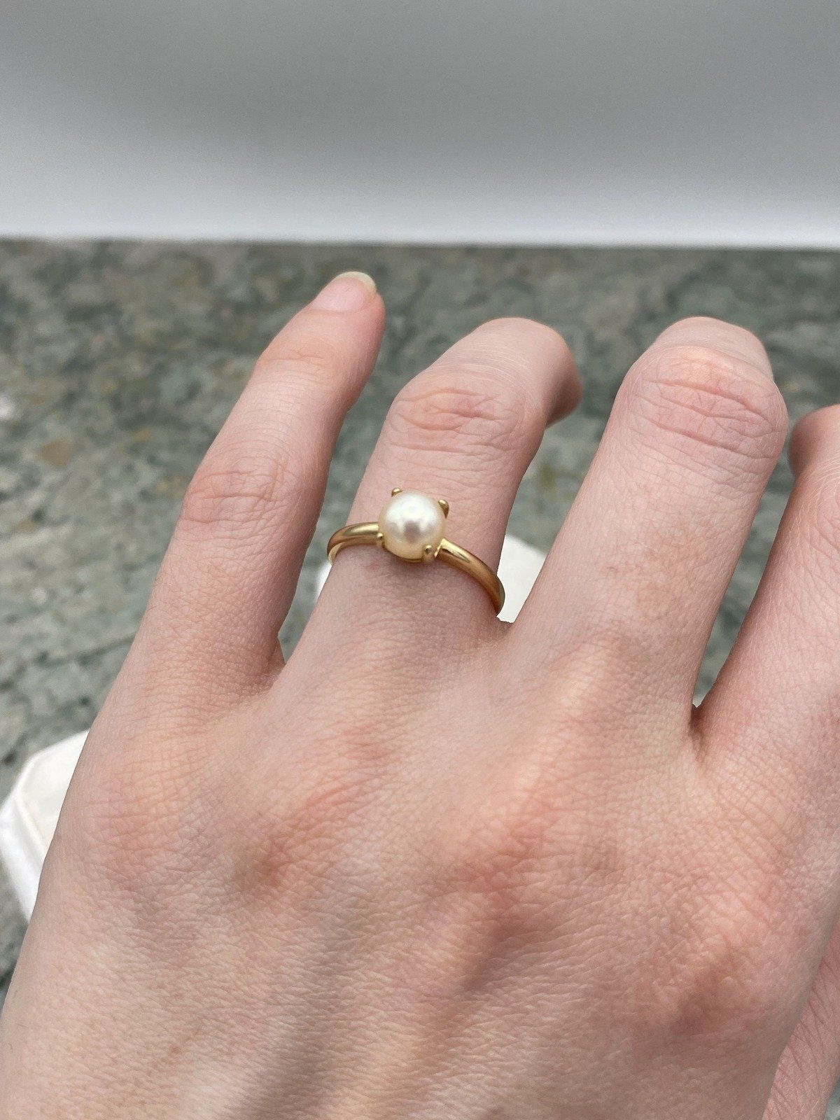Minimalistic 14k Gold Cultured 4-Prong Pearl Solitaire Ring 5