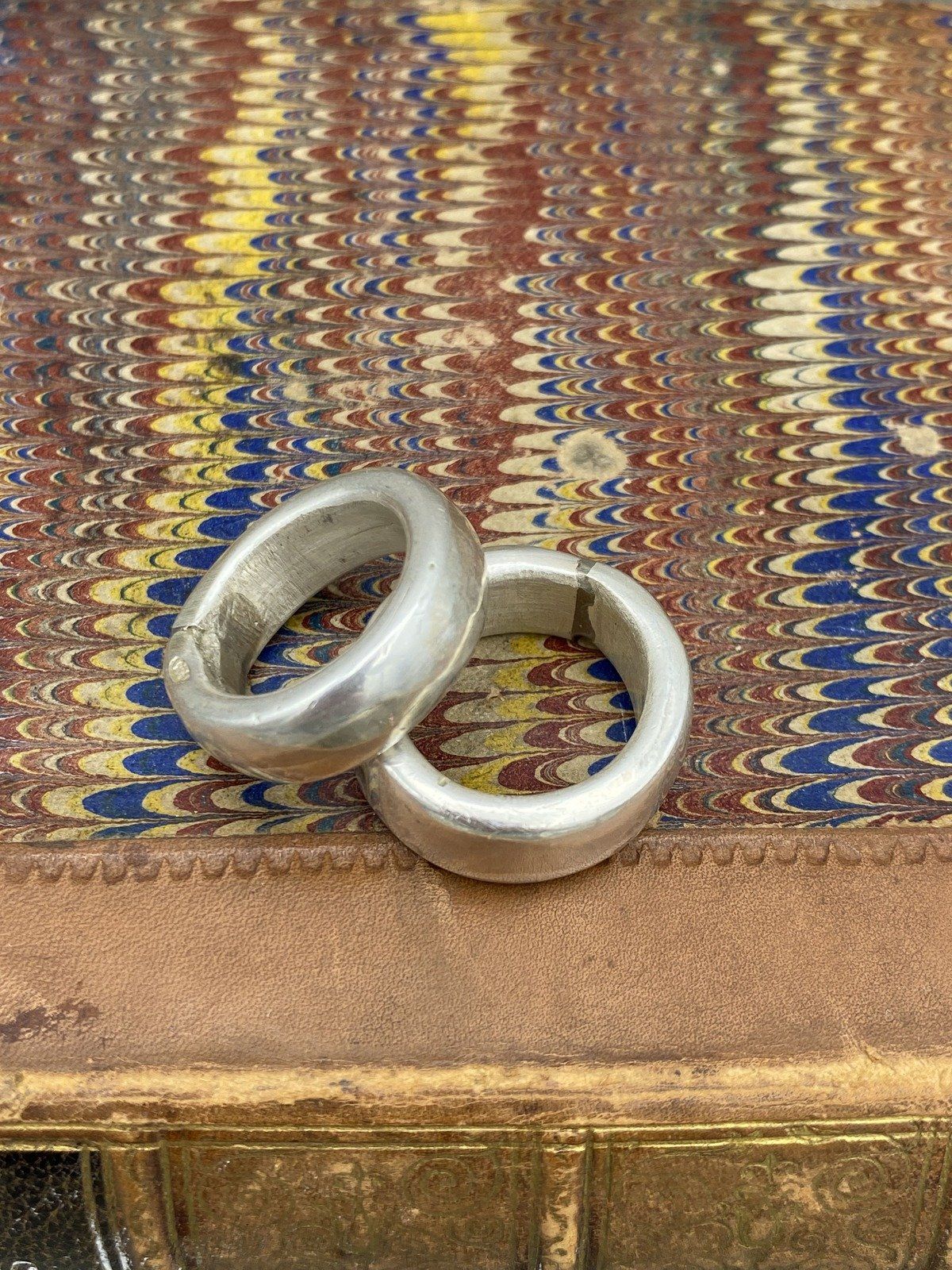 Cool Blobby Modernist Italian Hallmarked Sterling Silver Cigar Bands 2