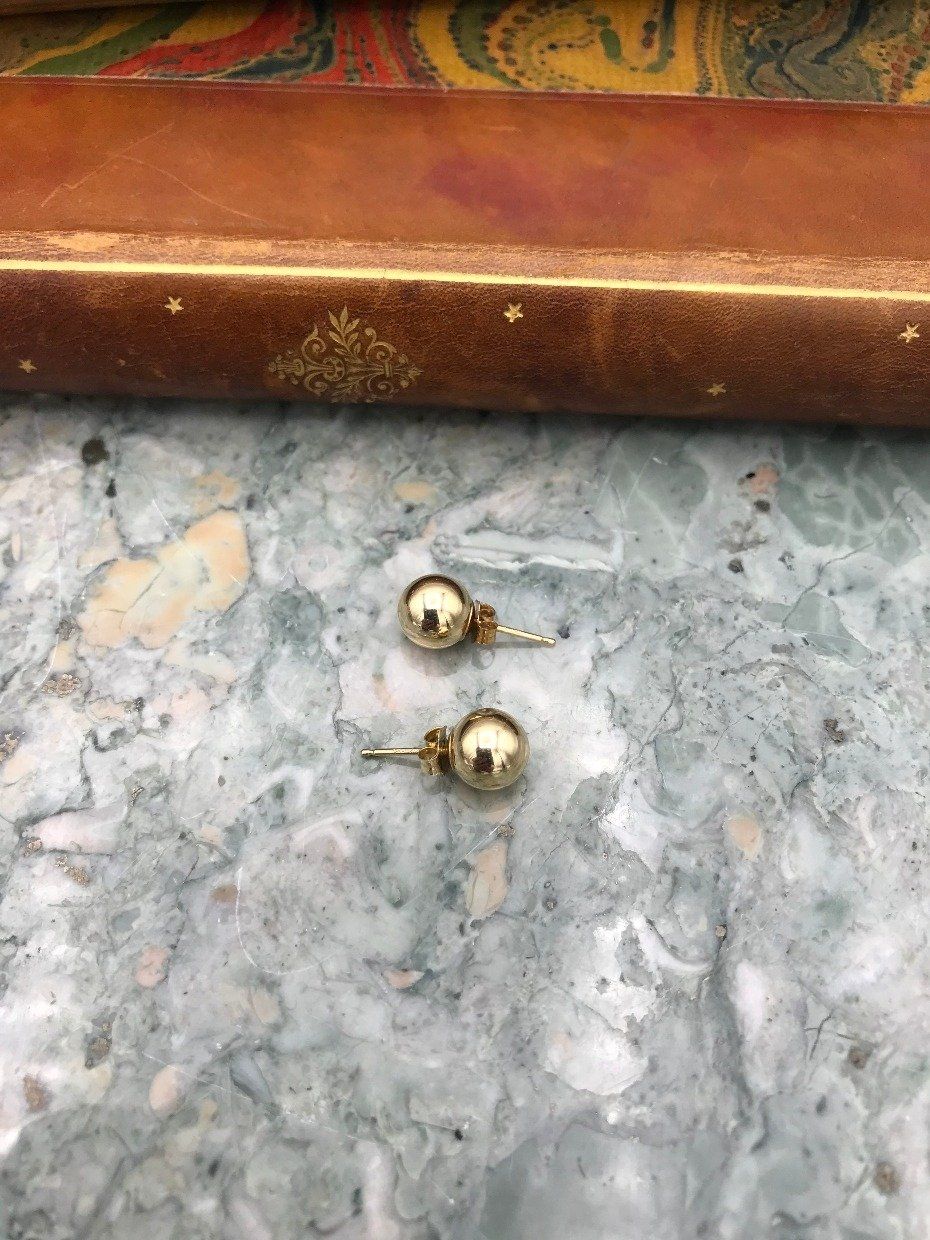 14k Gold Sphere Stud Earrings 3