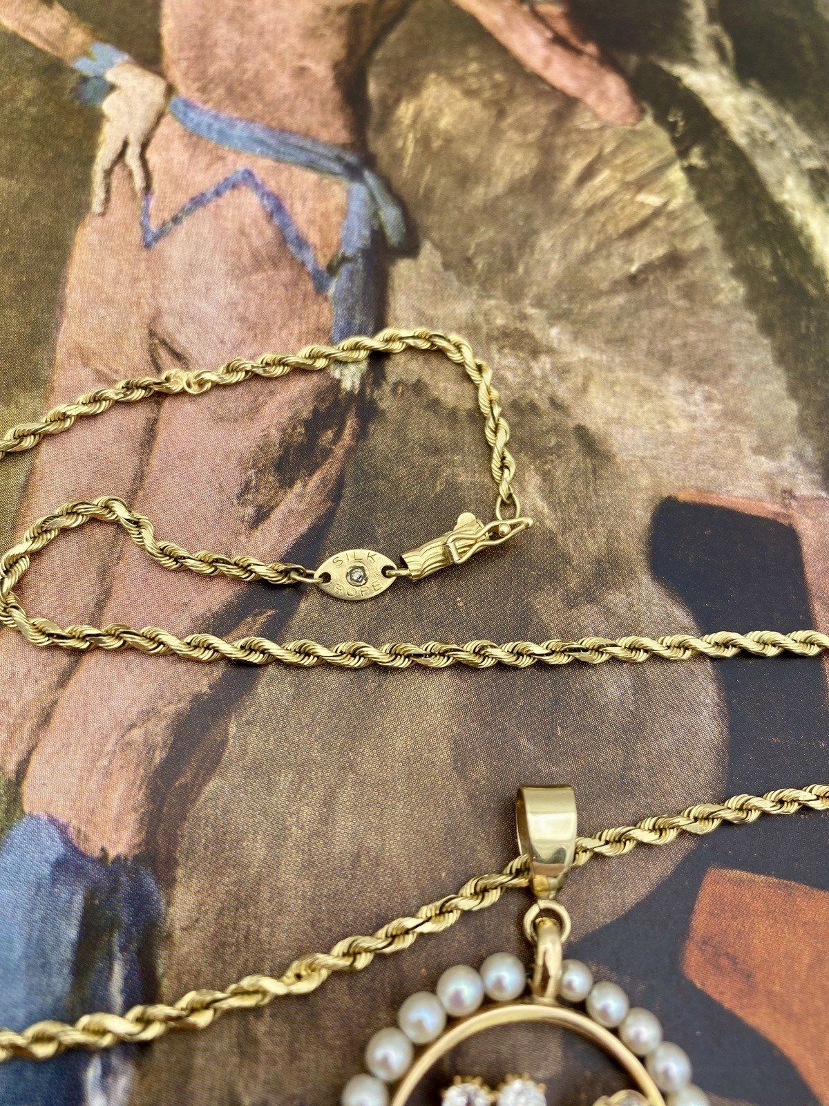 18k Gold Antique French Art Nouveau .45ctw Old Mine Diamond Lily of The Valley Pearl Wreathed 18L Drop Necklace (NO DISCOUNT) 4