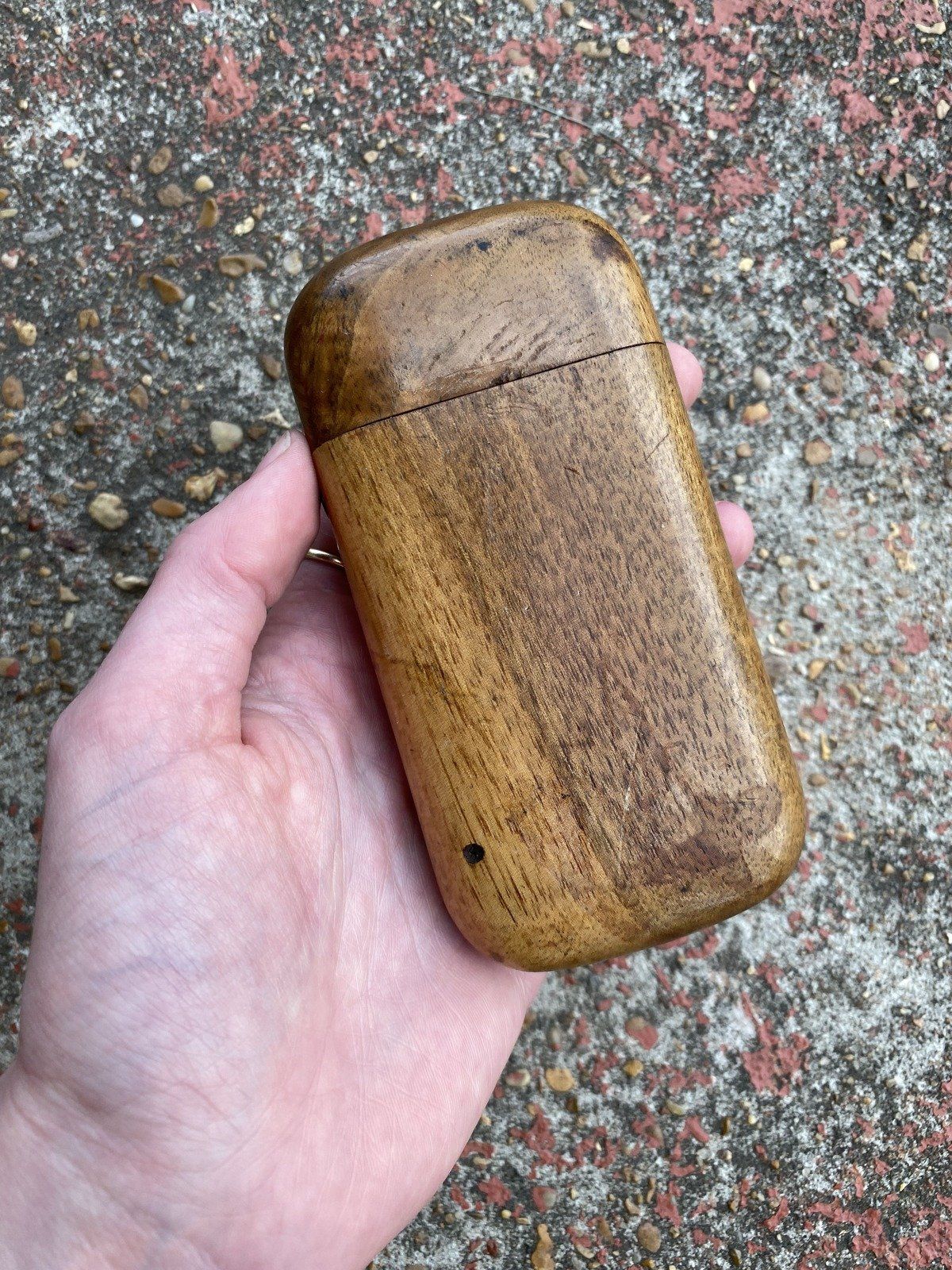 Antique Hand Made Wooden Stash/Cig Case w Locking Snap Button 4