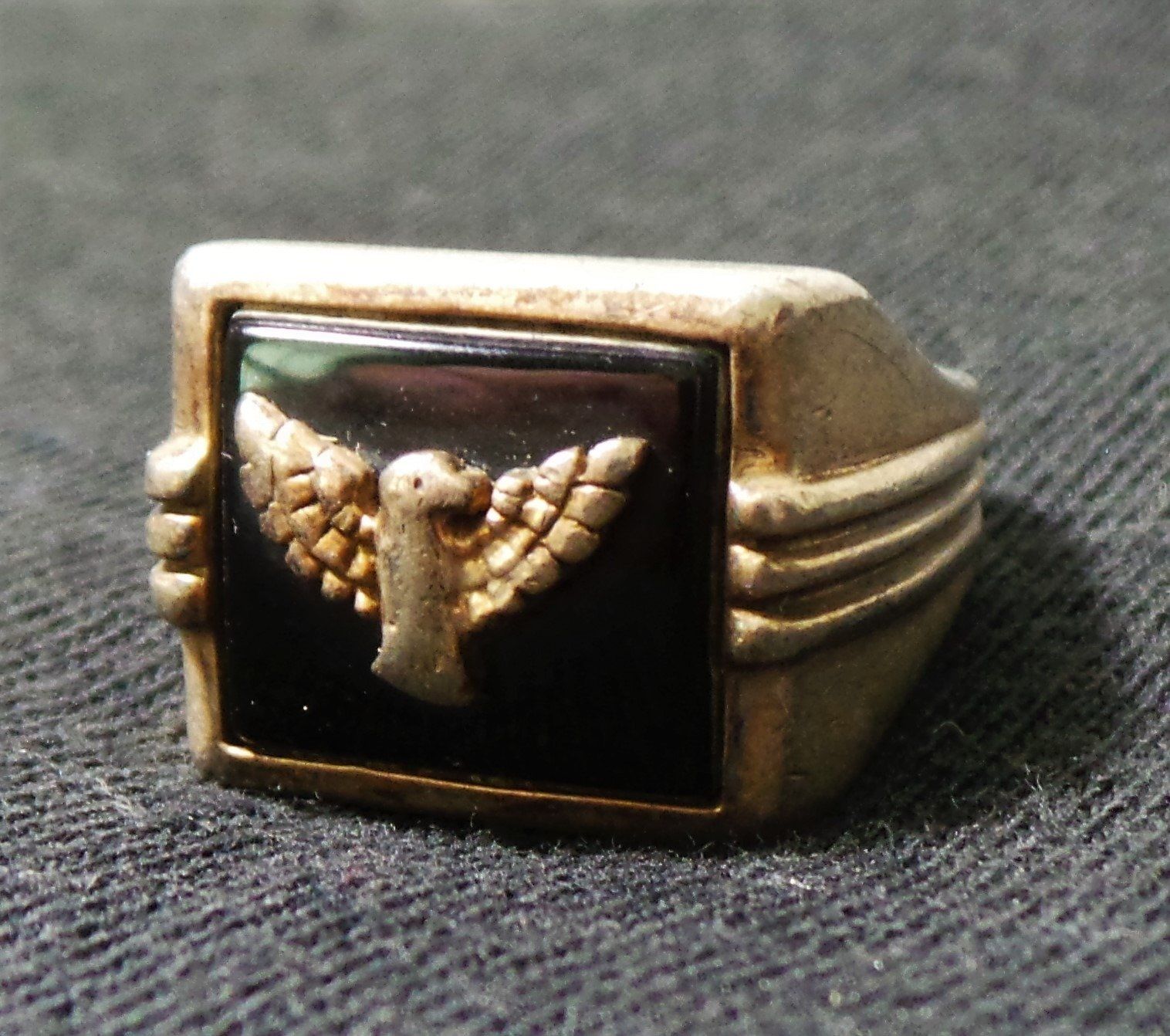 Sterling Silver/Onyx Eagle Men's Ring