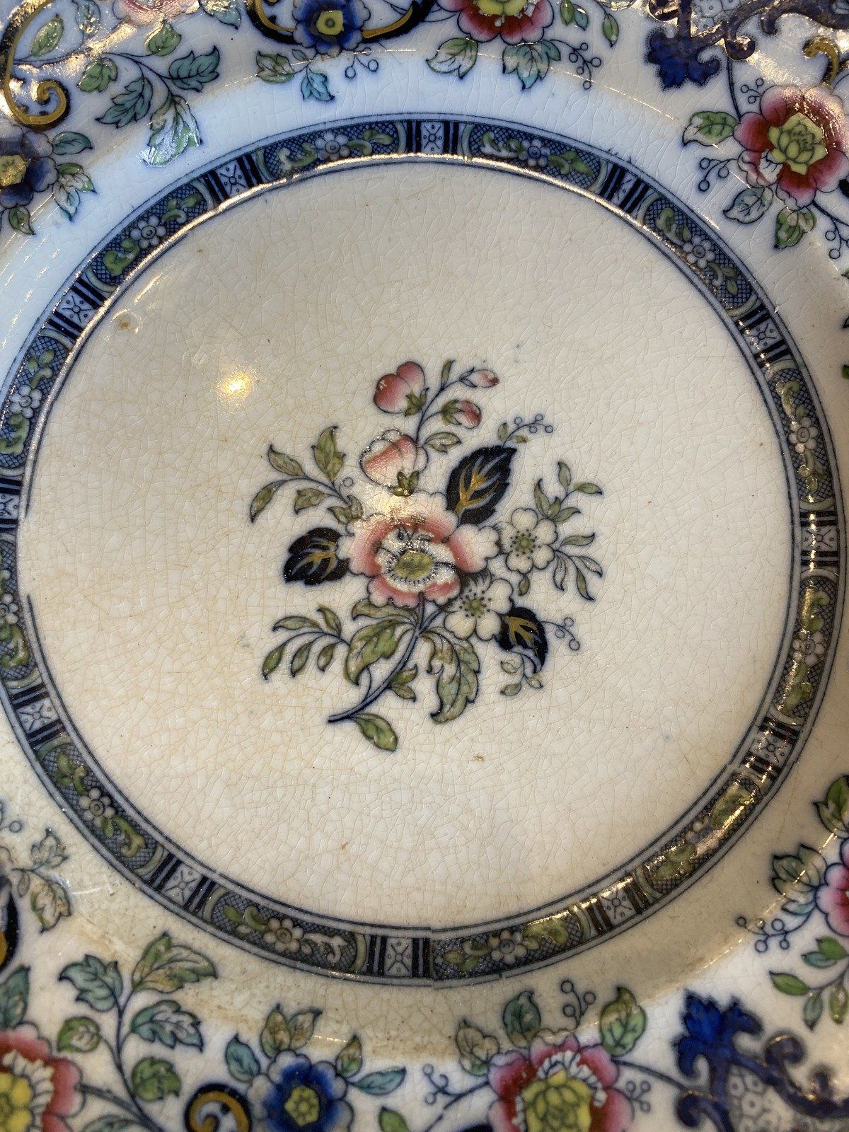 Pair of Antique Charles Meigh & Sons Poppy Floral Ceramic Salad Plates #523 3