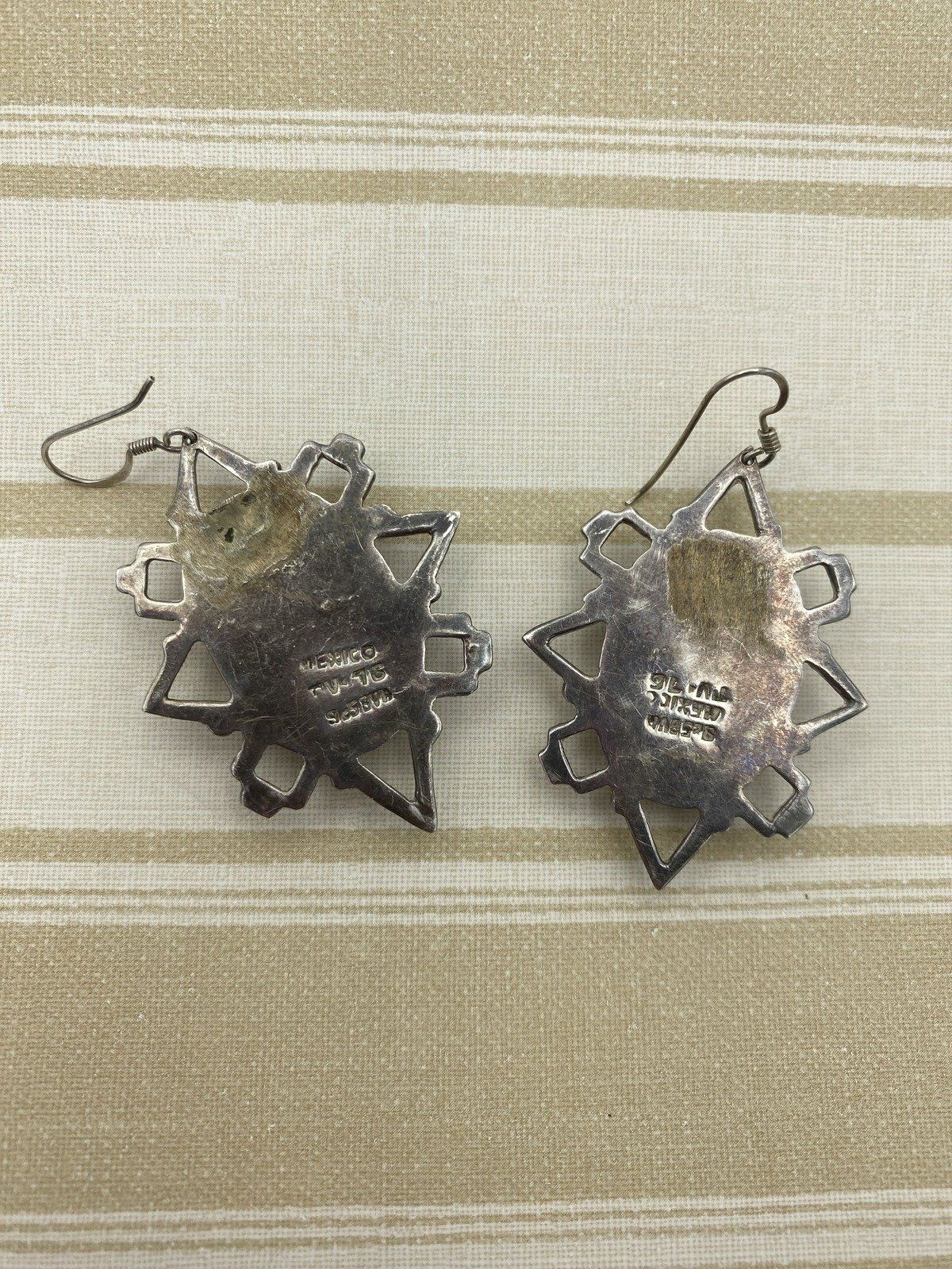 Cool Sterling Silver Mexico Vintage Tiger's Eye Statement Earrings 3
