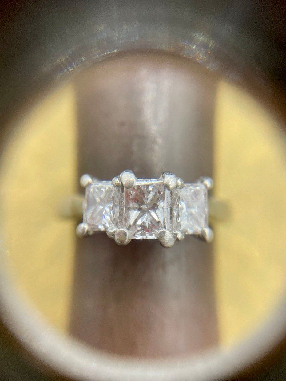Platinum Princess Cut 1.61ctw Diamond Trio Engagement Ring w Recent Appraisal 5