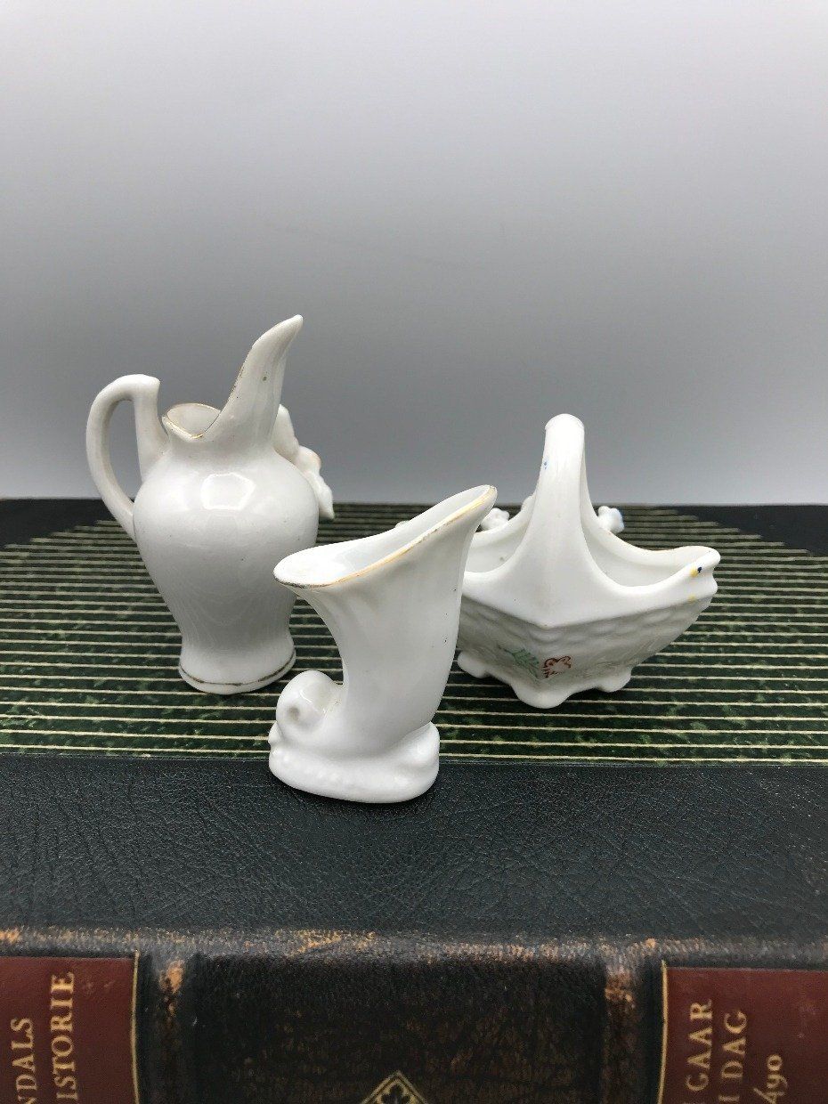 3pc Occupied Japan Porcelain Dimensional Rosette Mini Decoratives 3