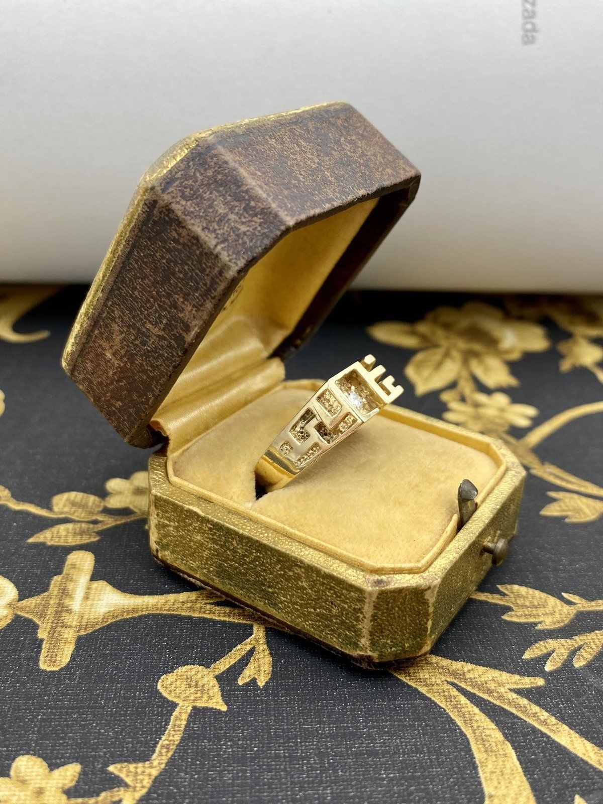 Men's Bespoke 14k Gold Skeletal Cubism + Diamond Ring w Appraisal #2394 4