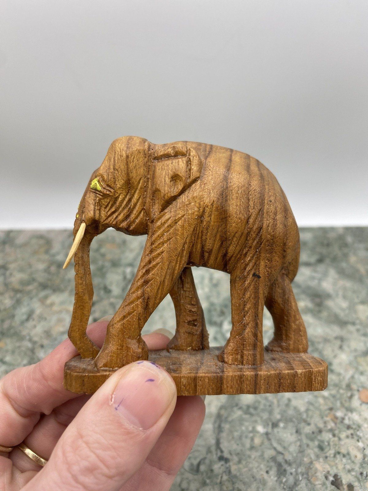 Thai Wooden Elephant - AS IS- (Missing Tusk) 2