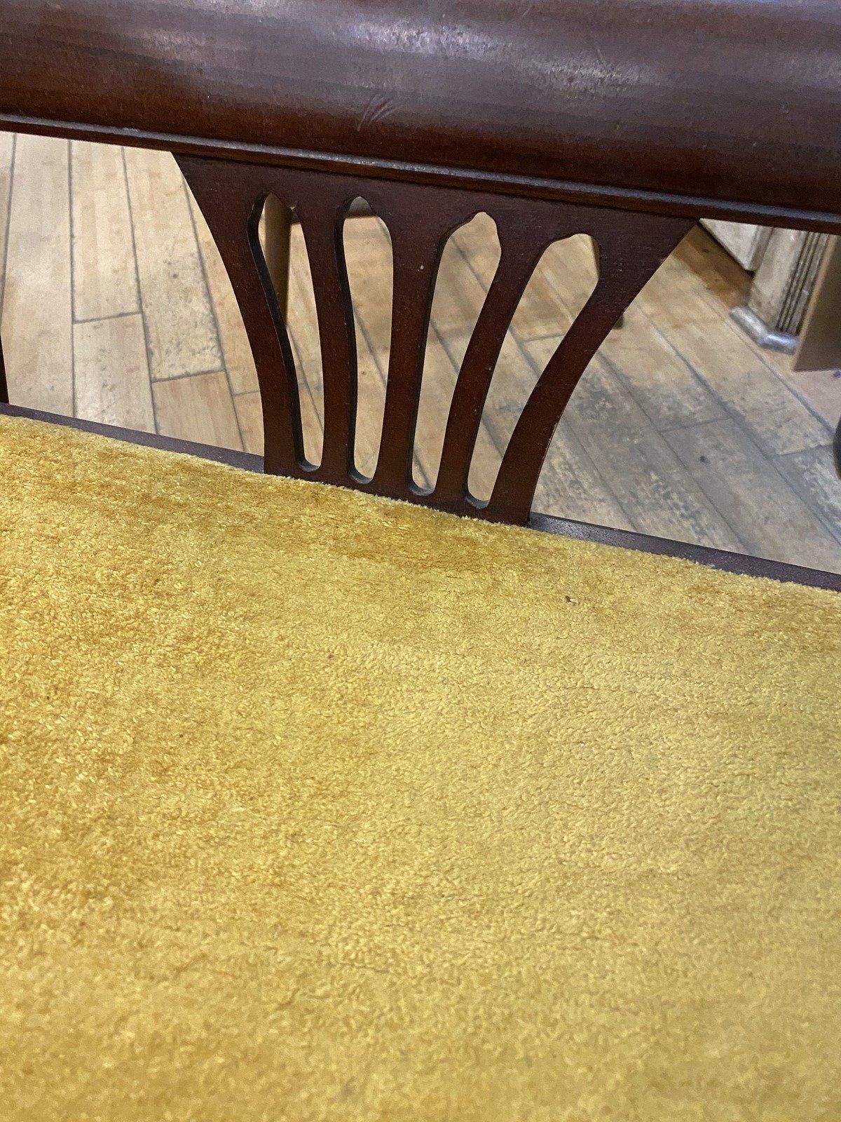 Ochre Upholstered Chippendale Low Back (Piano) Stool 2