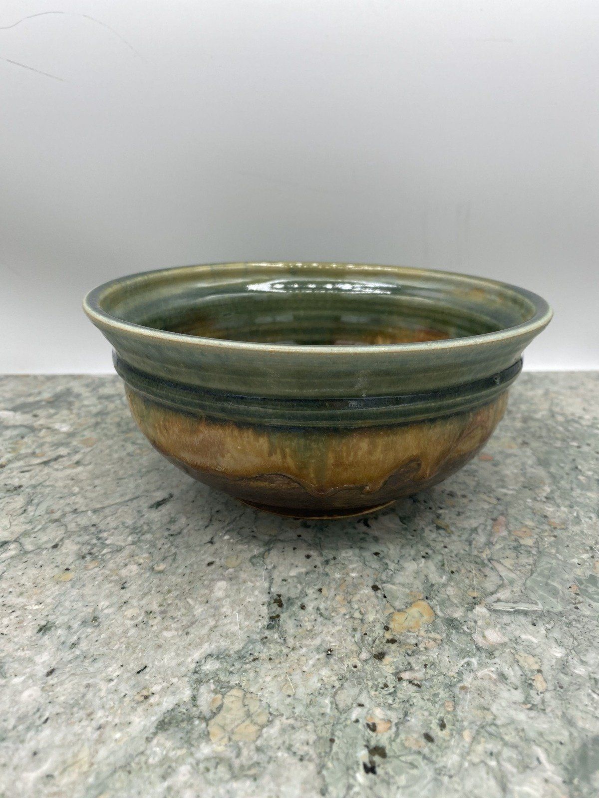 Pair of Signed Glazed Pottery Varying Sized Mixing Bowls 565