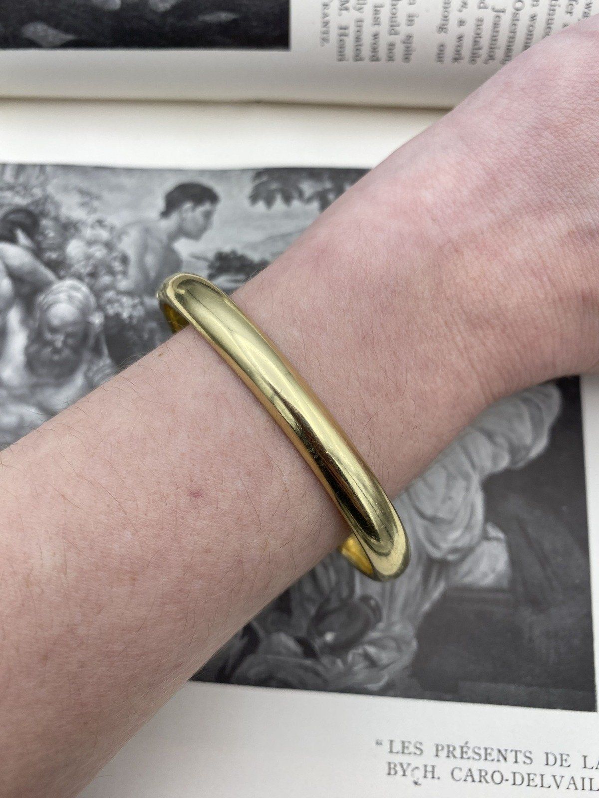 Vintage Italian 14k Gold Solid Classic Minimalistic Bangle Bracelet 6.75L 7