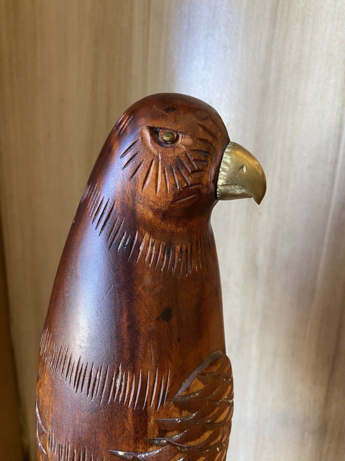 SARREID LTD Hand Carved Wood Bird on Brass Cage Stand 11