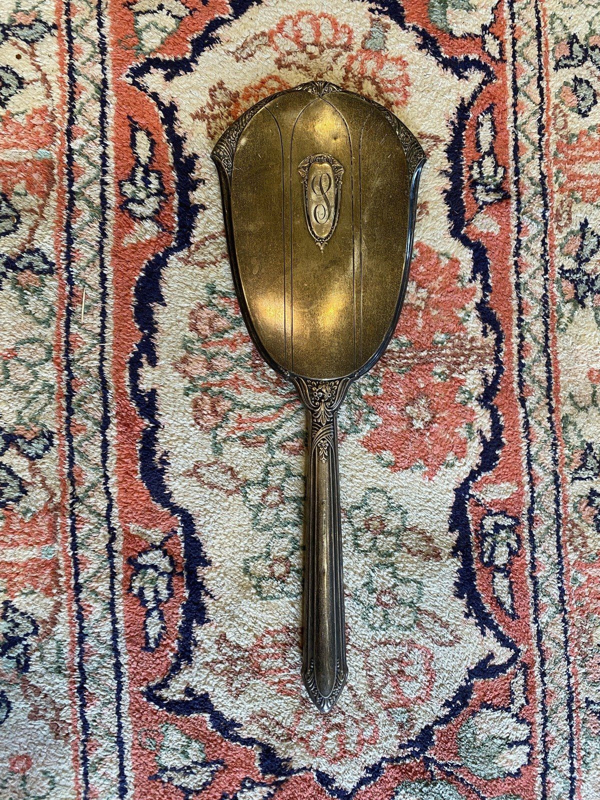 Antique Art Deco Sterling Silver Vanity Hand Mirror