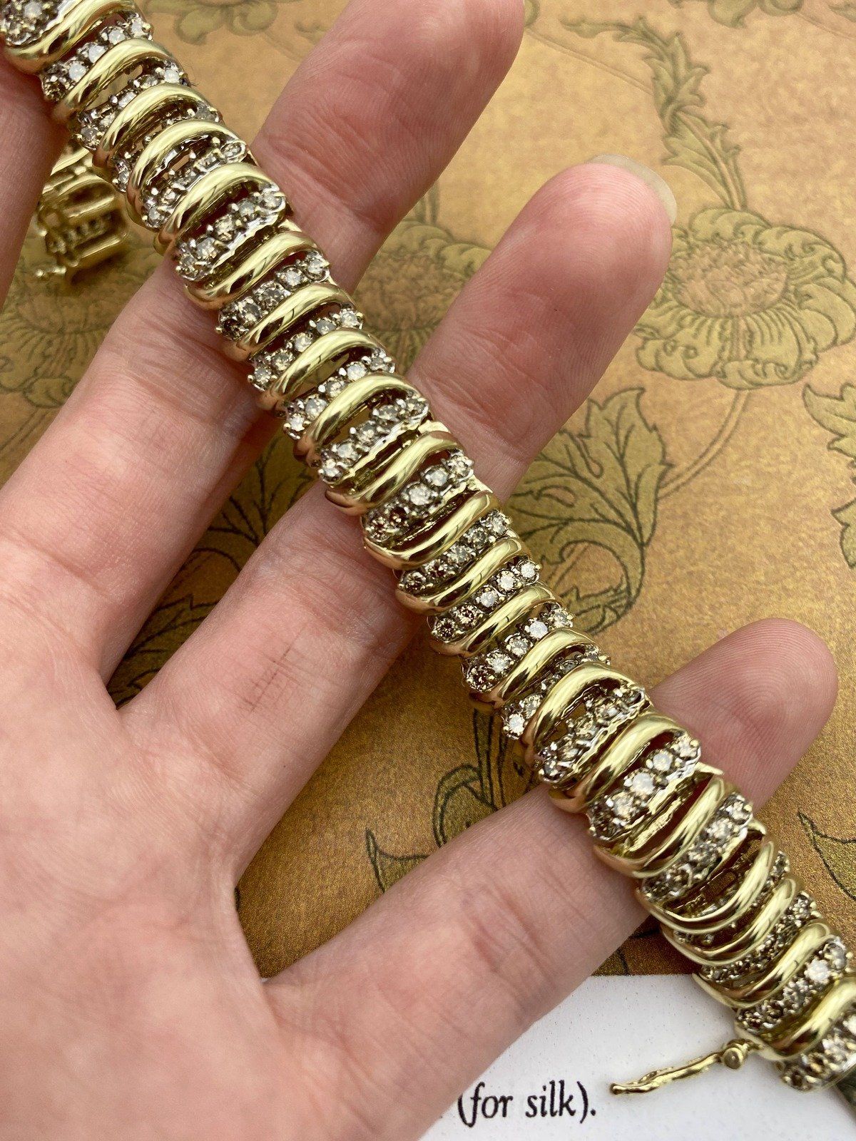 14k Gold Fancy Champagne Diamond 7.25L Tennis Bracelet 5