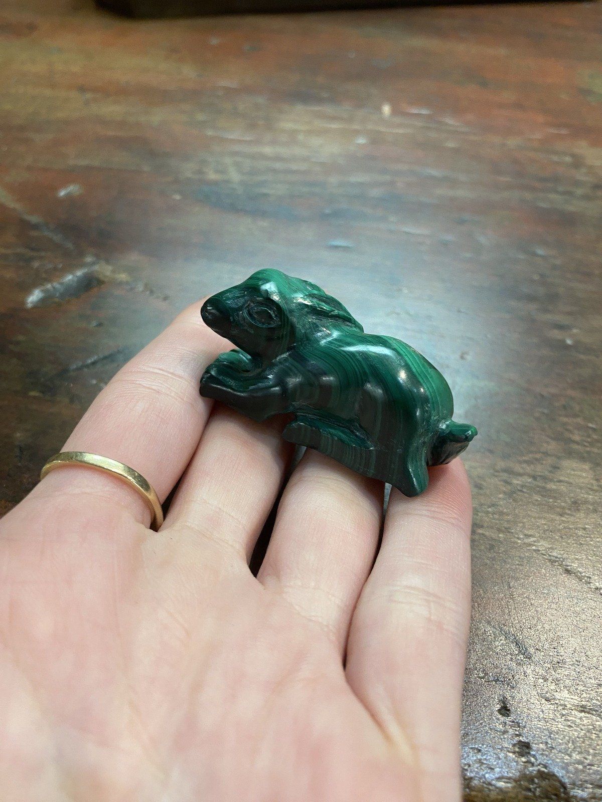 Genuine Natural Malachite Carved Hare Figurine 5