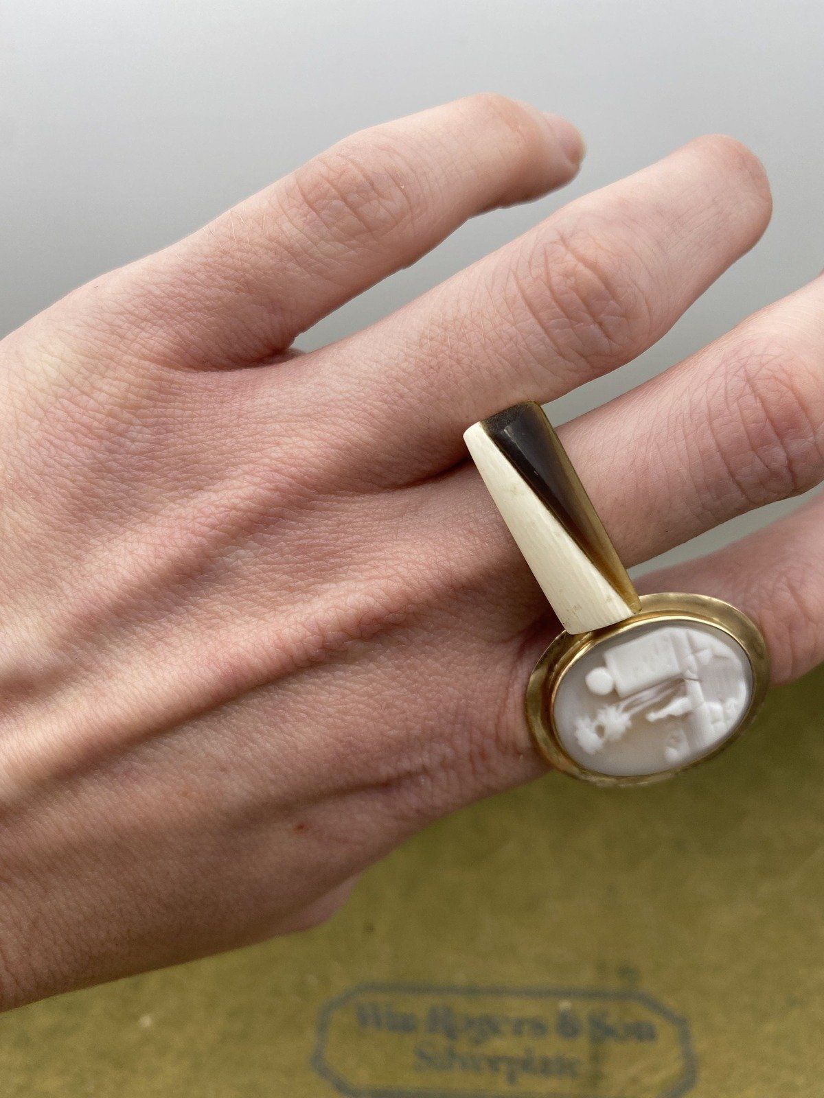 Organic Minimalistic Bone + Horn Carved Ring 4