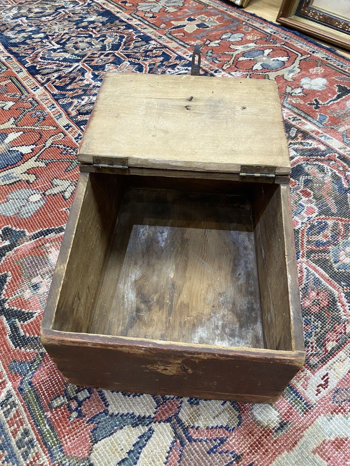 Antique Primitive Coal Lift Top Storage Box 5
