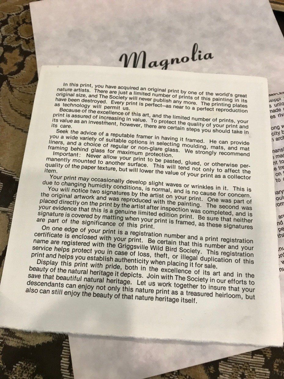Large Print of Magnolia w/ Certificate 8