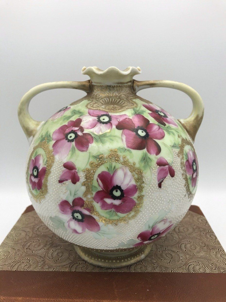 Round Full Body Hand Painted Floral + Gilt Nippon Jug