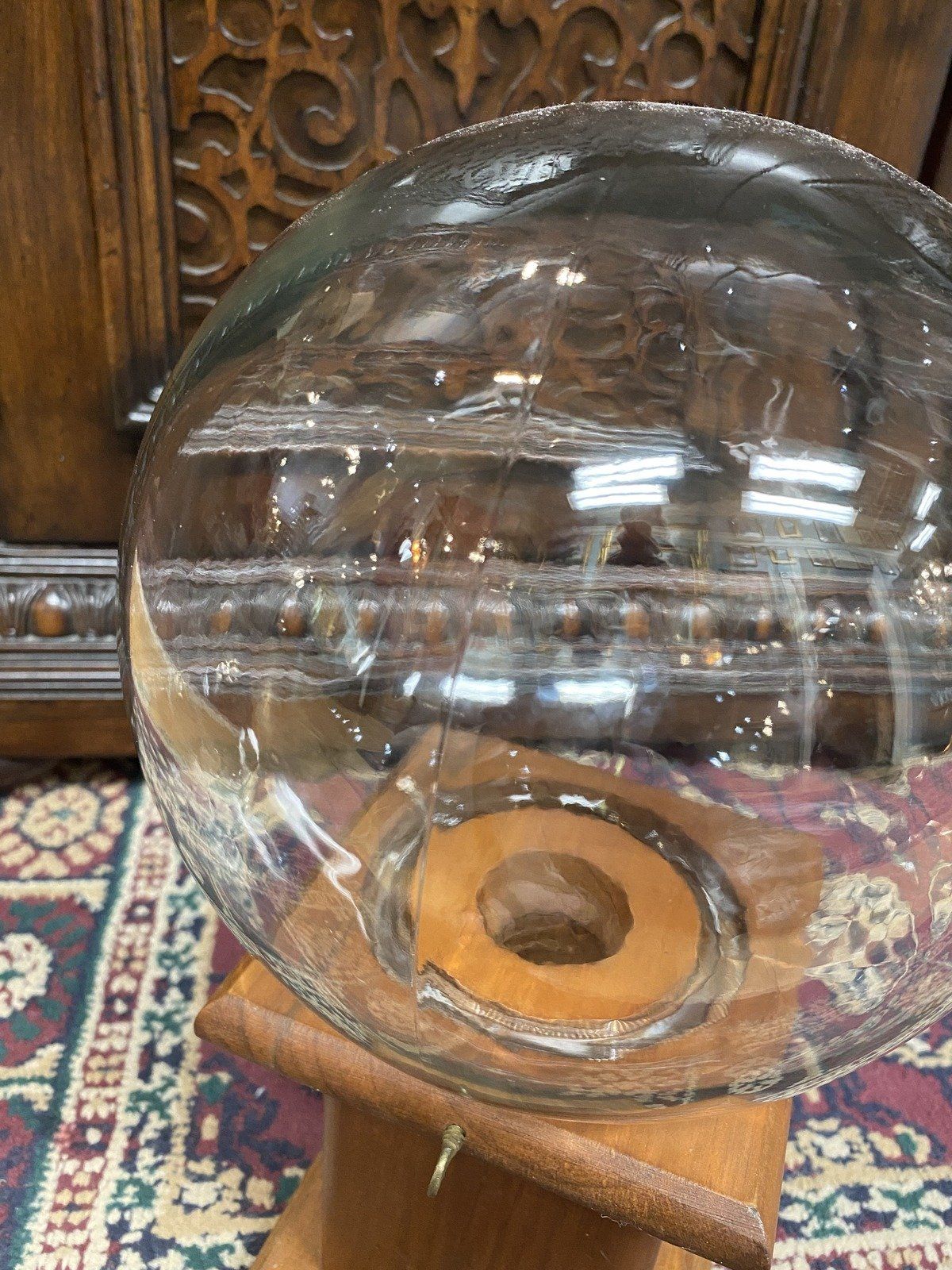 Vintage Coca-Cola Wood Base + Glass Orb Gumball Machine 5