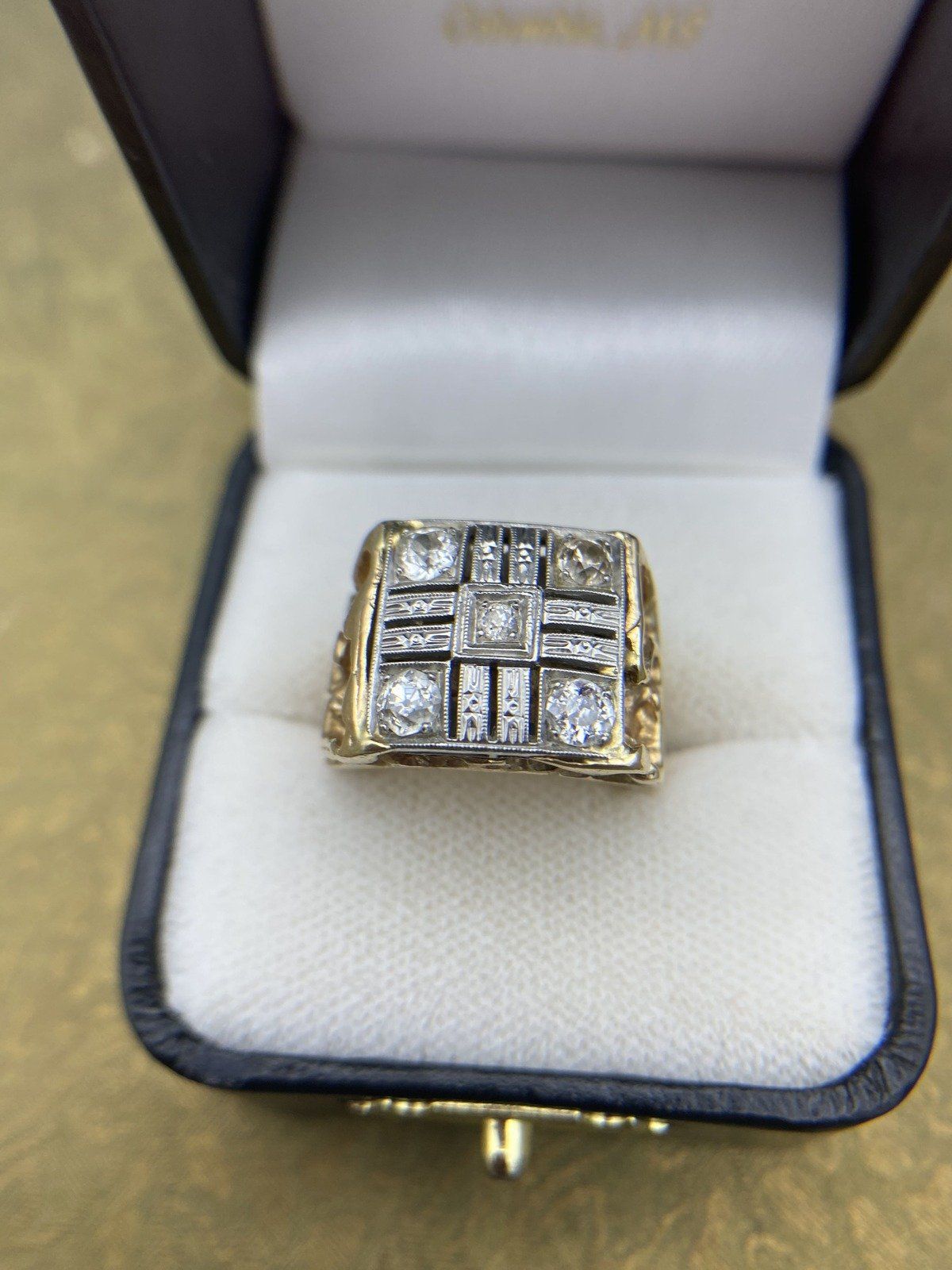 Men's Antique Conversion 14k Gold Nugget + Old Euro Mine Cut Diamond Ring #2164 4