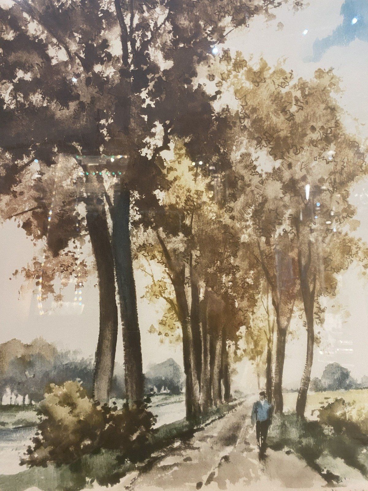 Original Vintage c.1930s Signed Watercolor of Wooded Trail 2