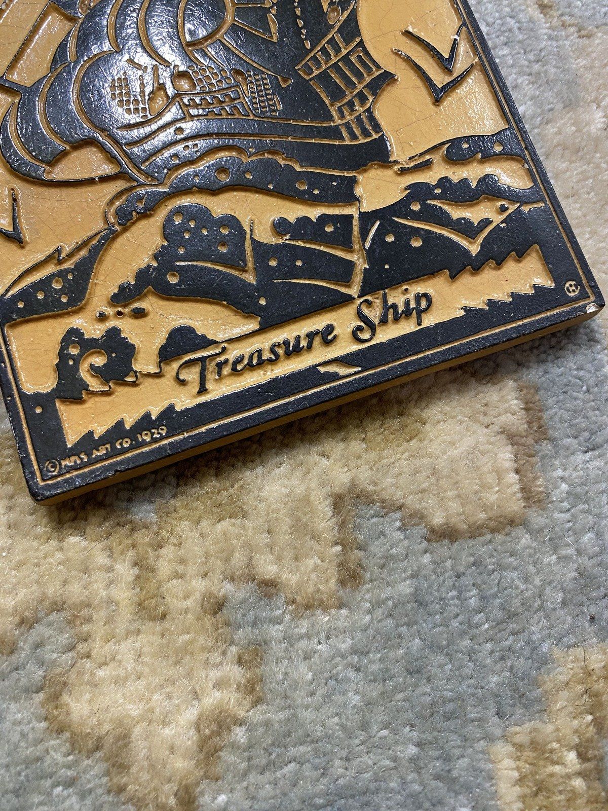Vintage c.1930s/40s Mas. Art Co. Treasure Ship Plaster Wall Mount 5