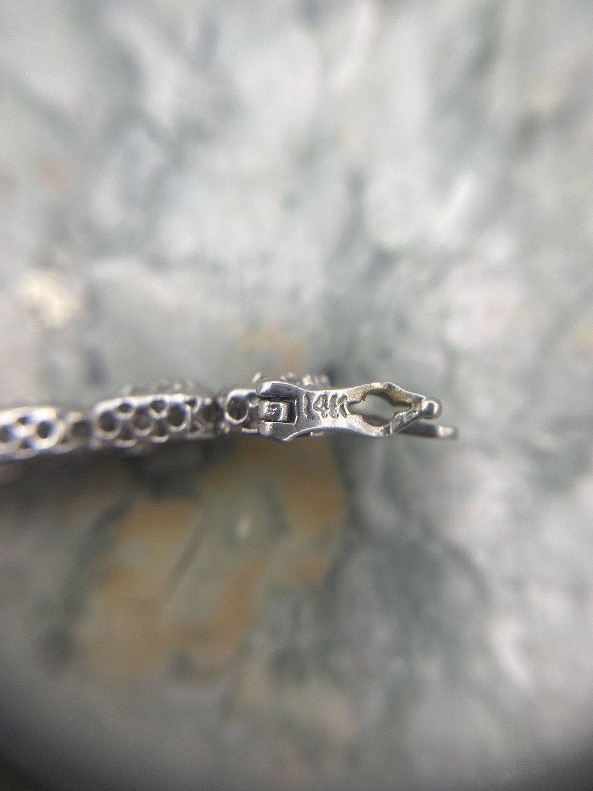 Windowed 14k White Gold Genuine Diamond 7L Vintage Tennis Bracelet #2847 11