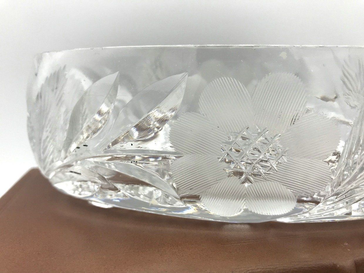 Floral Crystal Cut Oblong Dish 2