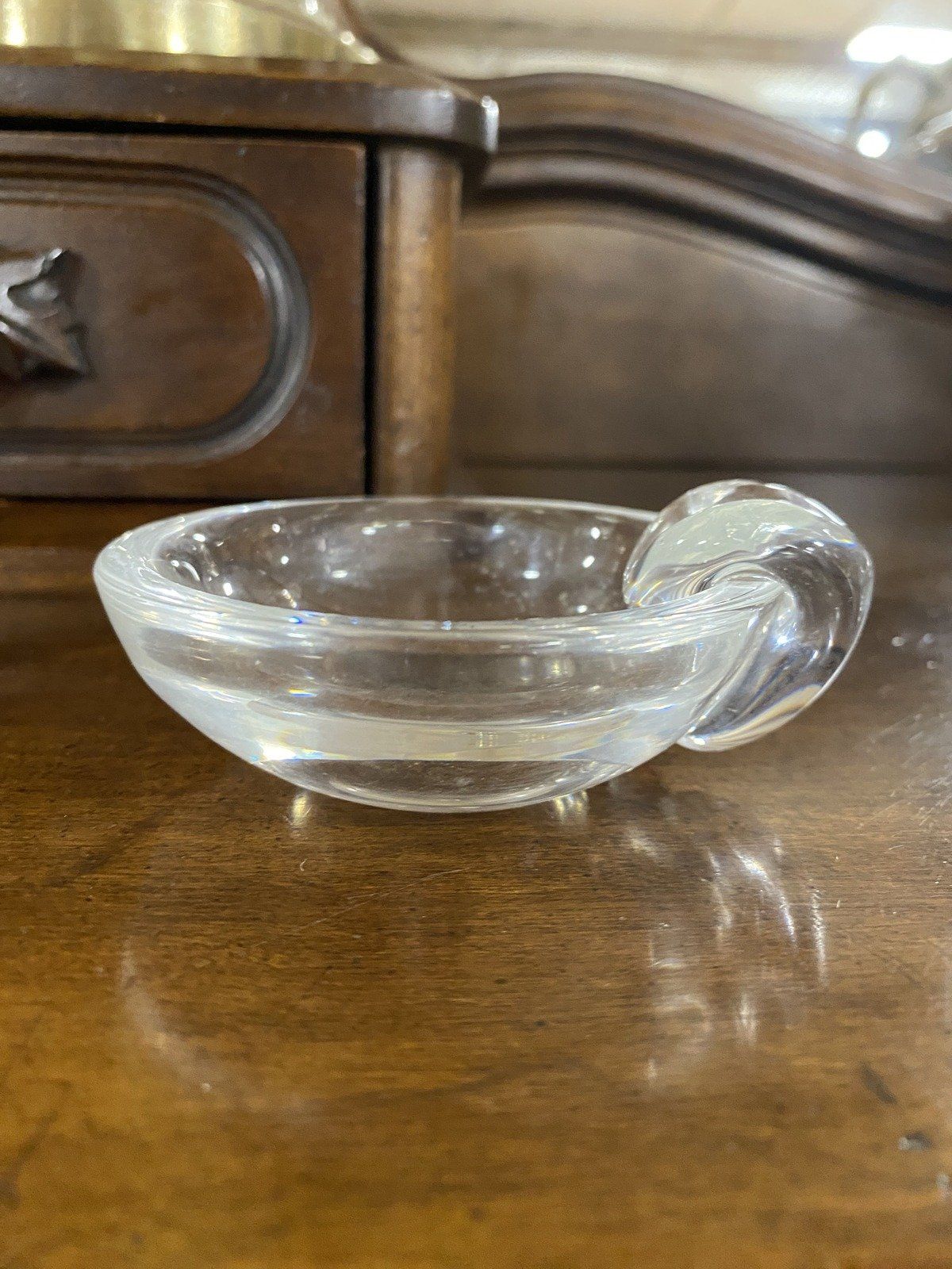 Vintage c.1960s Steuben Crystal Modernist Cigarette Holder w Ashtray 2