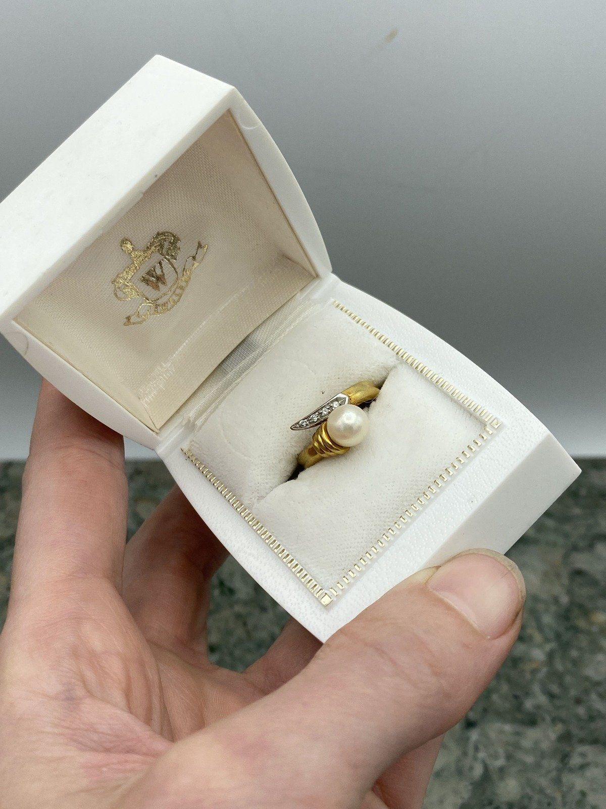 18k Gold Diamond + Pearl Bypass Ring 2