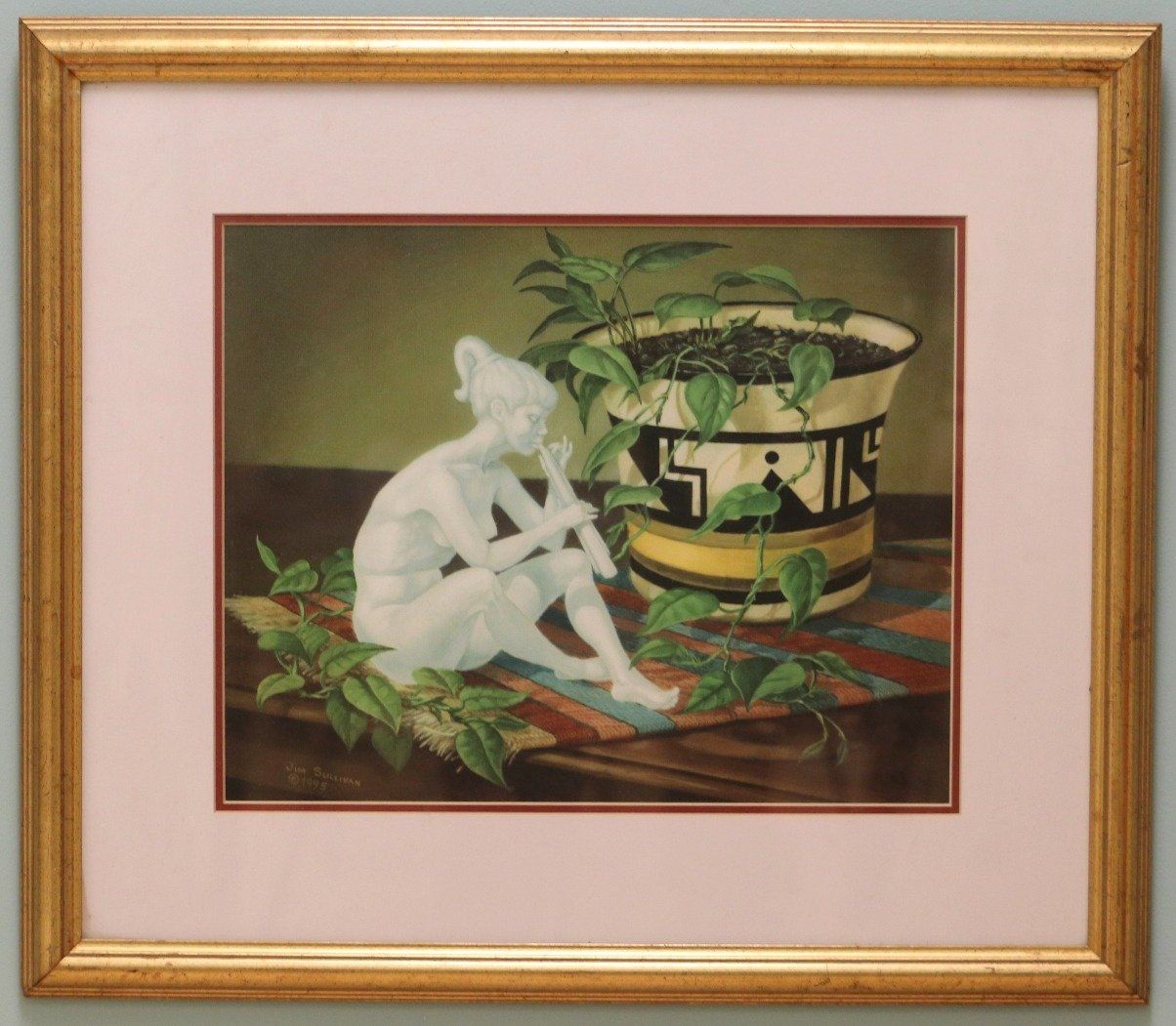 Jim Sullivan Print of Fairy w Flute and Pothos Vine
