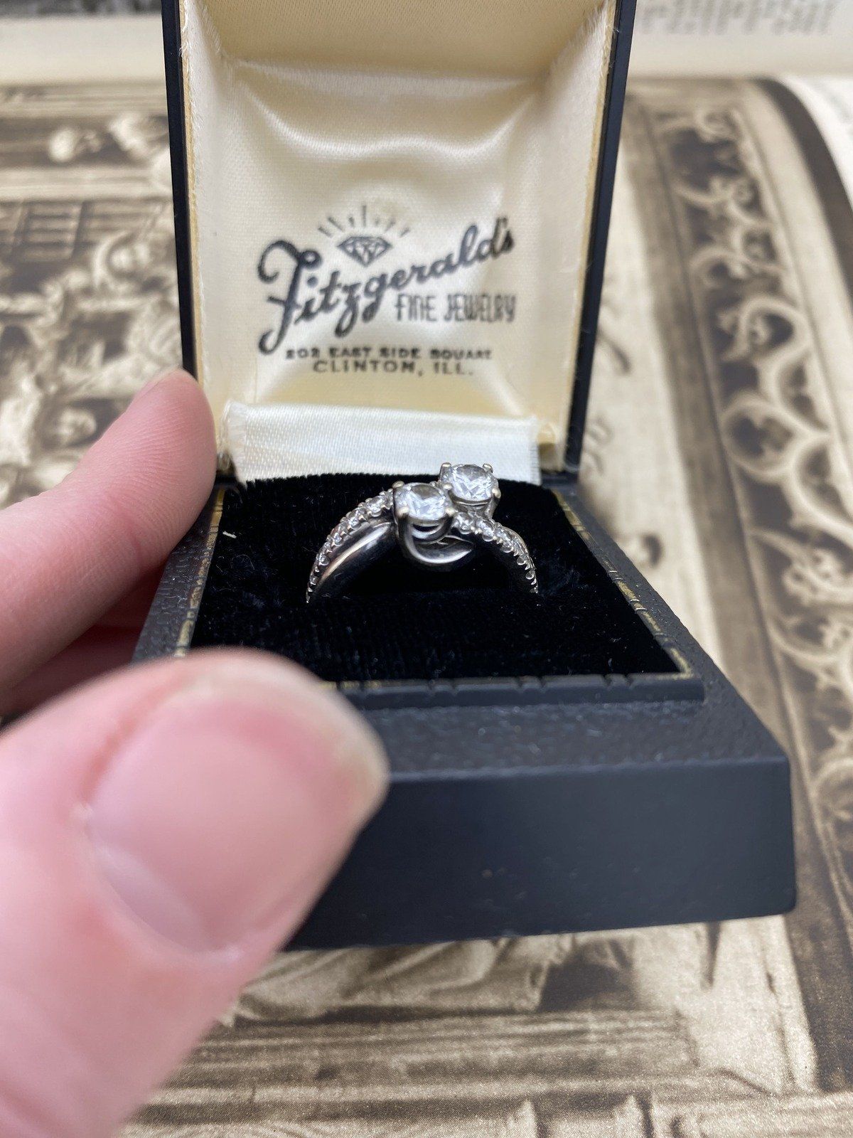 Ladies 14k White Gold Modern Antique Inspired French Moi Et Toi 2.26ctw Diamond Engagement Ring 4