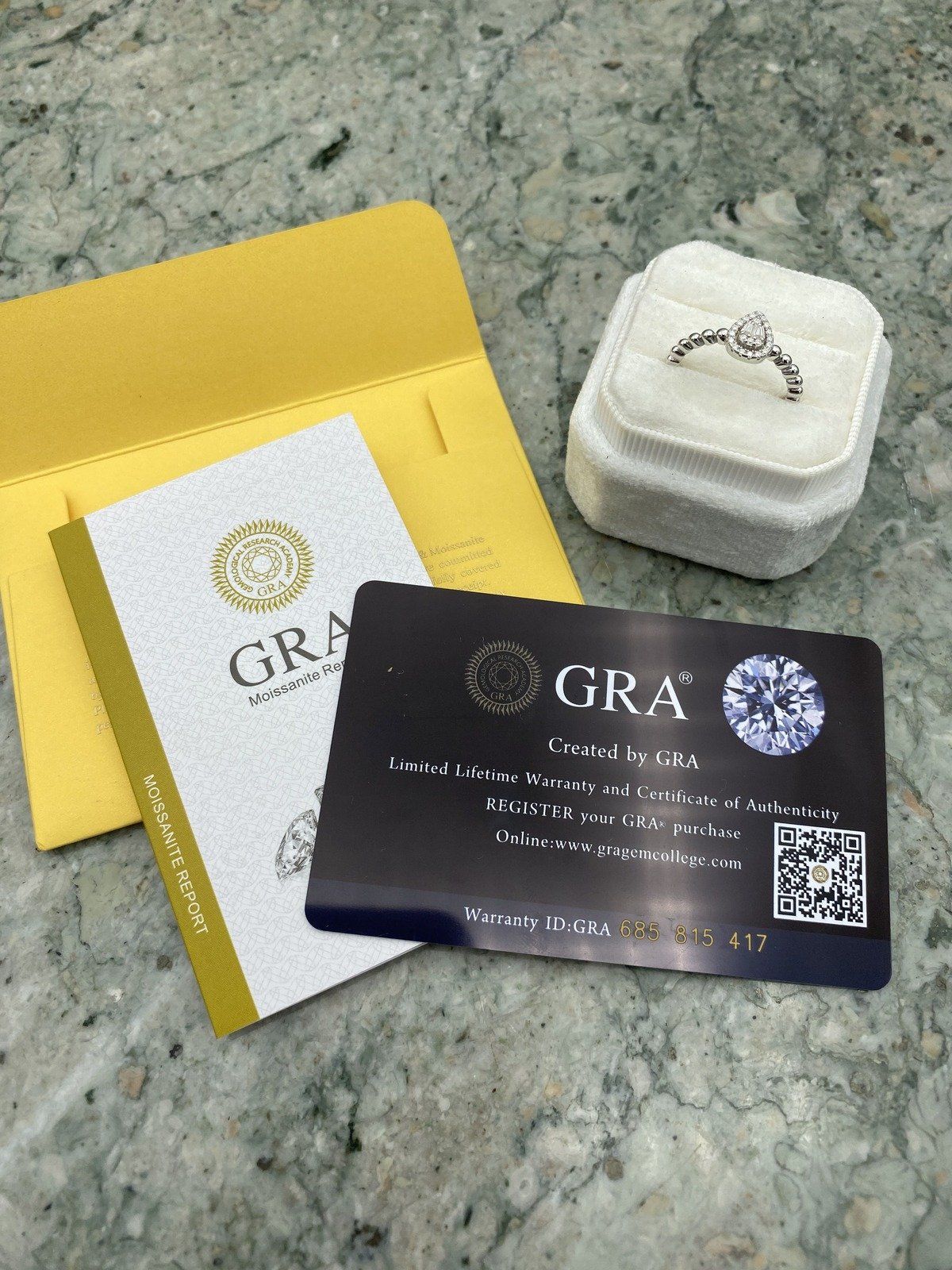 Minimalistic Modern .23ctw Trapezoidal Pear Cluster Moissanite Diamond Sterling Milgrain Band Bridal Ring + GIA Report 2