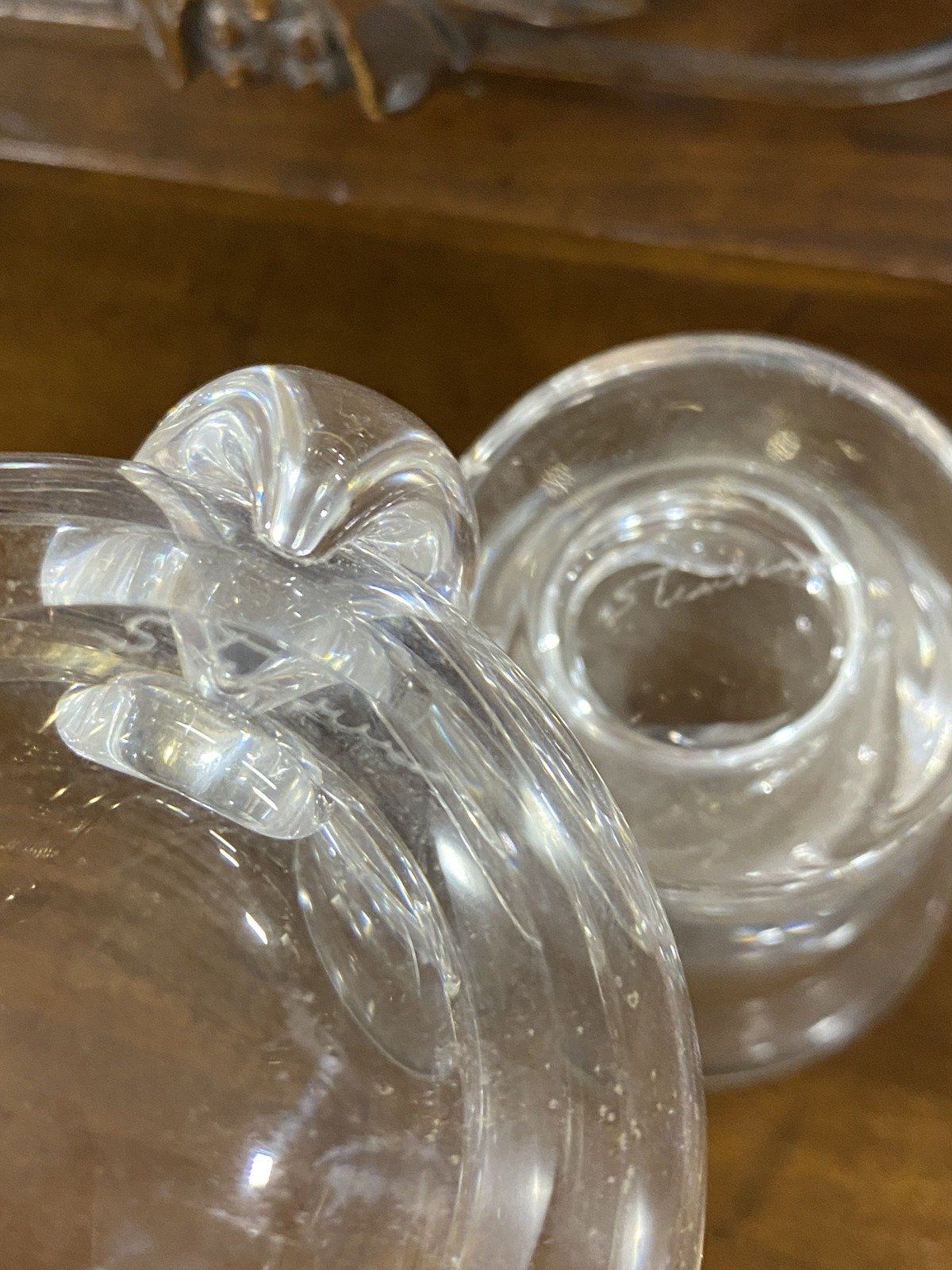 Vintage c.1960s Steuben Crystal Modernist Cigarette Holder w Ashtray 4