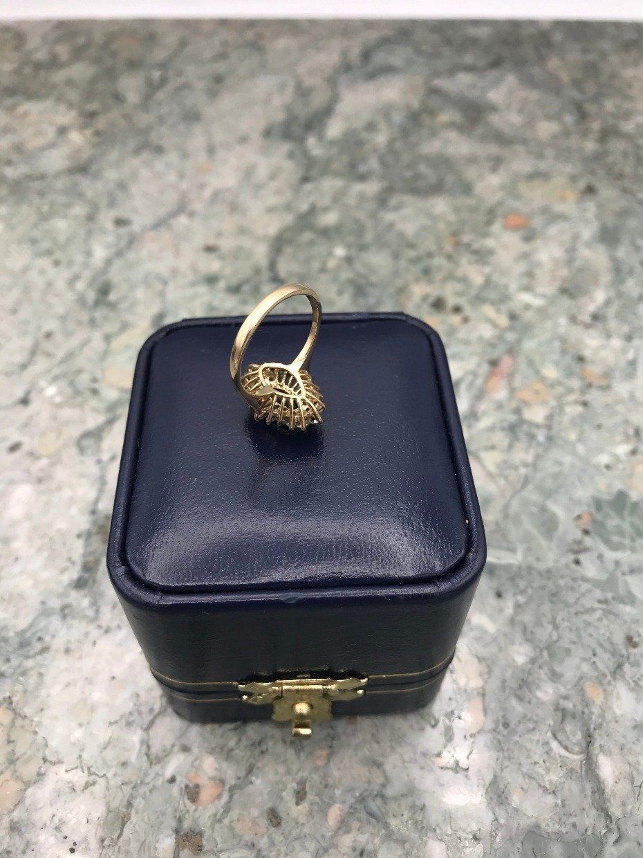 14k Gold .50ct Marquise Sapphire + Diamond Ring 5