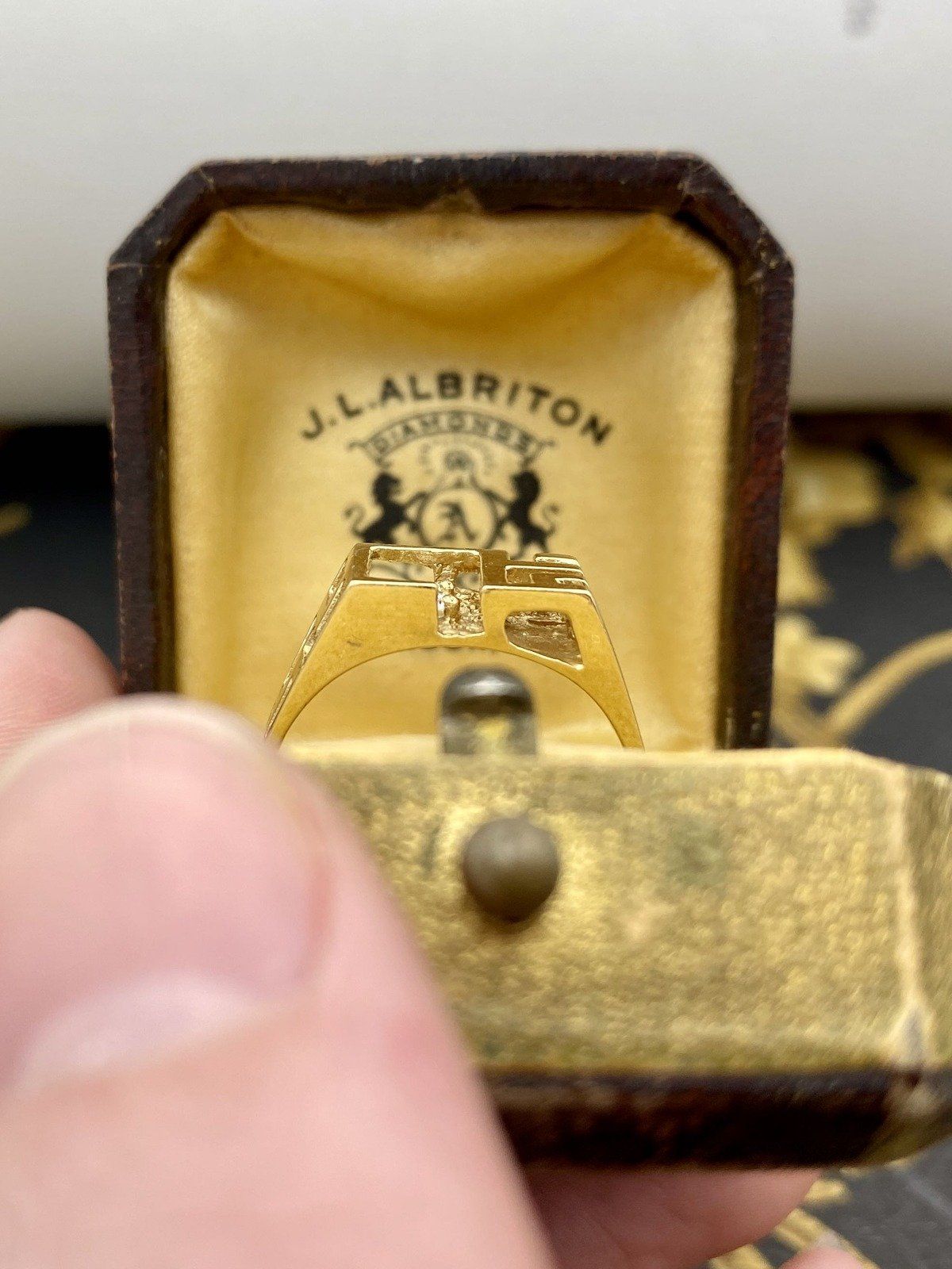 Men's Bespoke 14k Gold Skeletal Cubism + Diamond Ring w Appraisal #2394 7