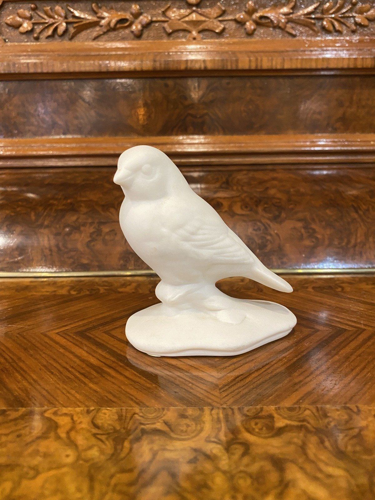 Vintage Bisque Bone Porcelain Signed Bird Figurine
