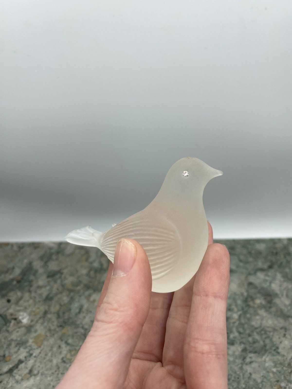 Sweet Frosted Crystal Dove w Rhinestone Eyes (Small Chip) 4