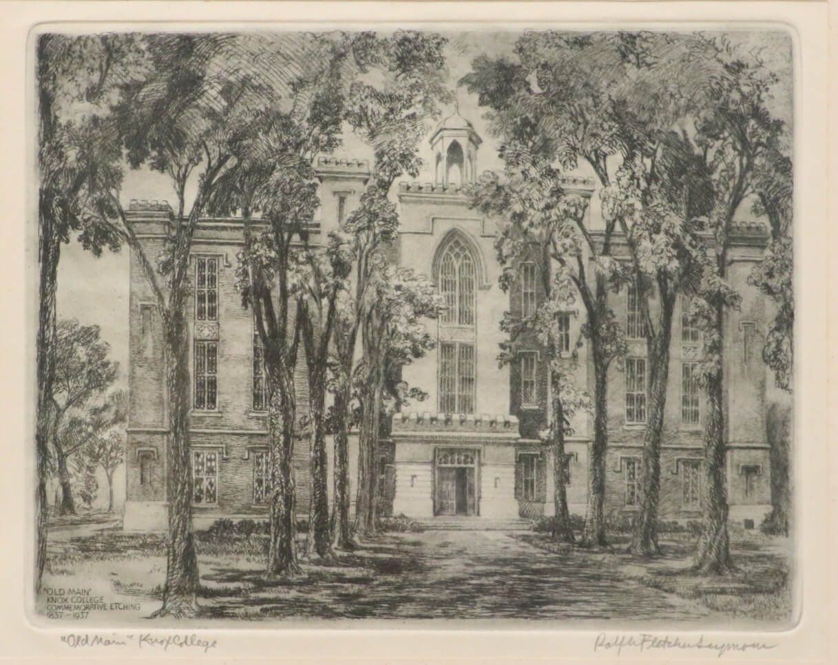 Ralph Fletcher Seymour Signed Etching Old Main - Knox College 2