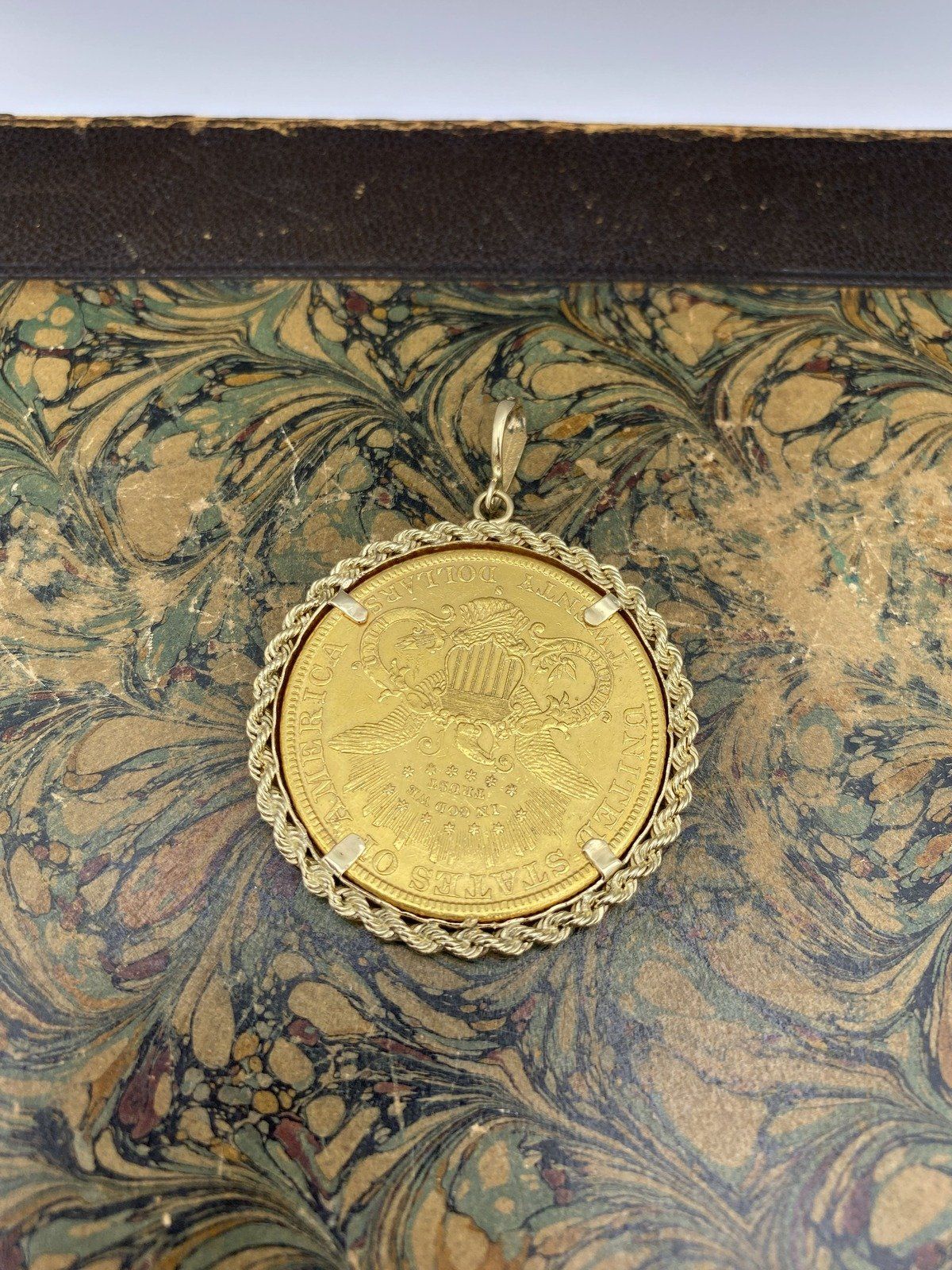 1894 $20 Liberty Head Gold Coin Pendant in 14K Rope Bezel 4