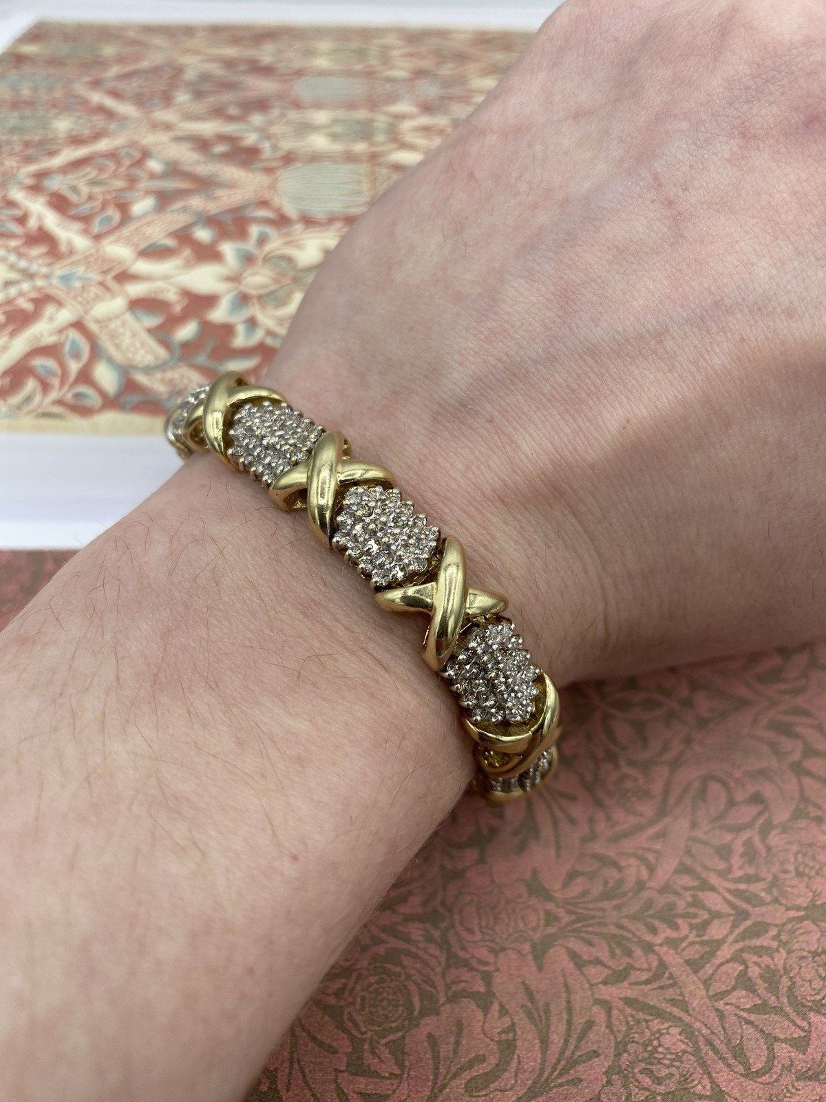 14k Gold 2.50ctw Ladies Diamond Cluster X Link 6.5L Tennis Bracelet w GIA + Appraisal 5