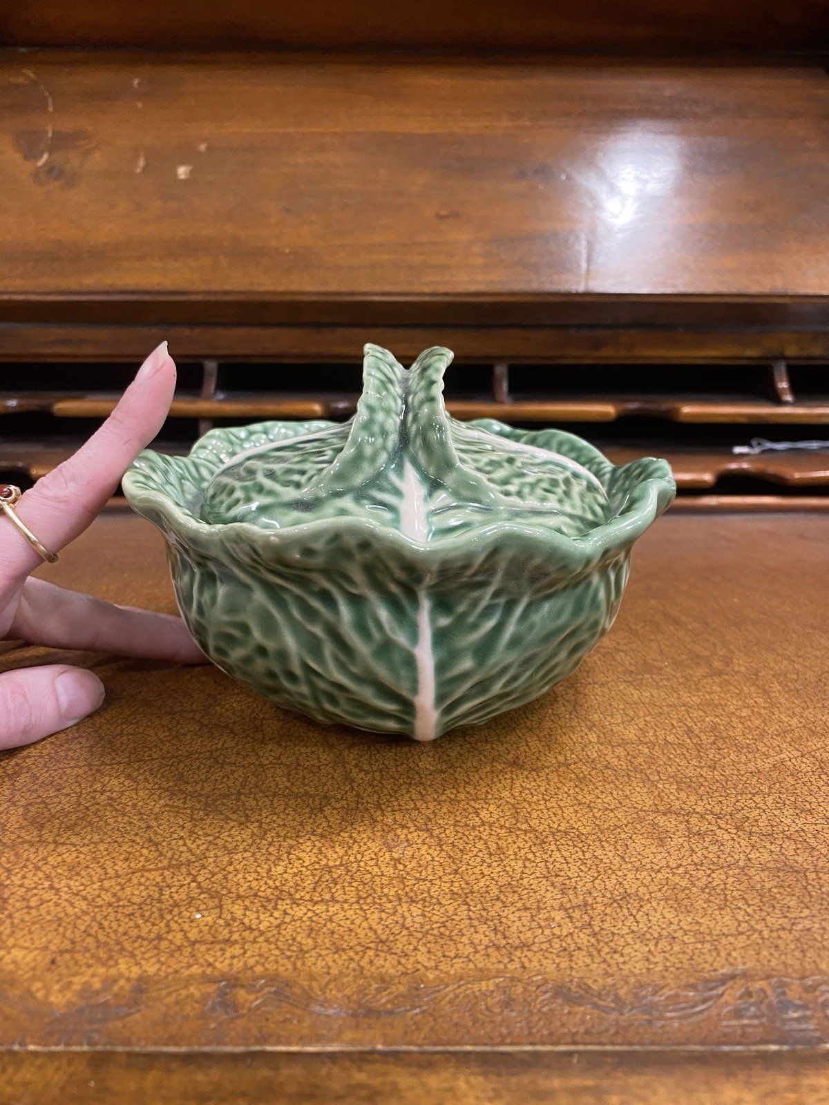 Bordallo Pinheiro Portugal Majolica Mini Lidded Cabbage Serving Bowl 6 3