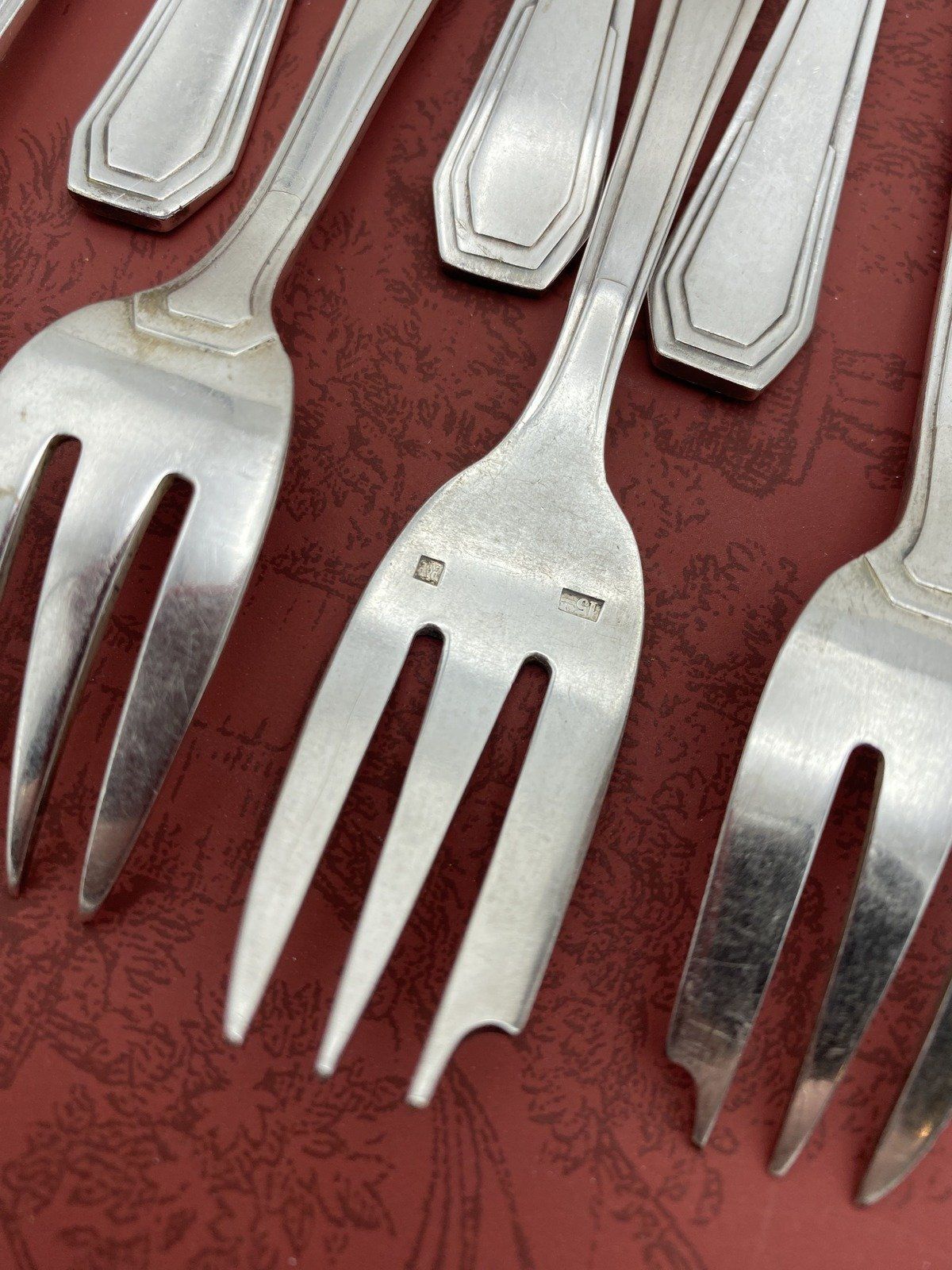 Set of 12x Old Silver Plated Fish Forks 2