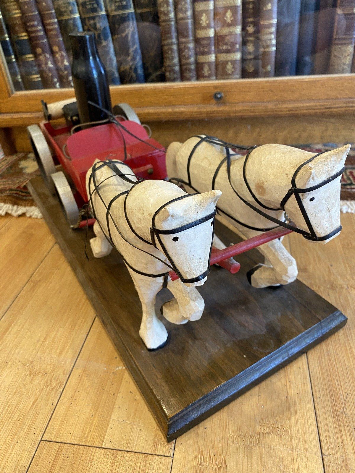 Wooden Folk Art Fire Engine + Horse 2