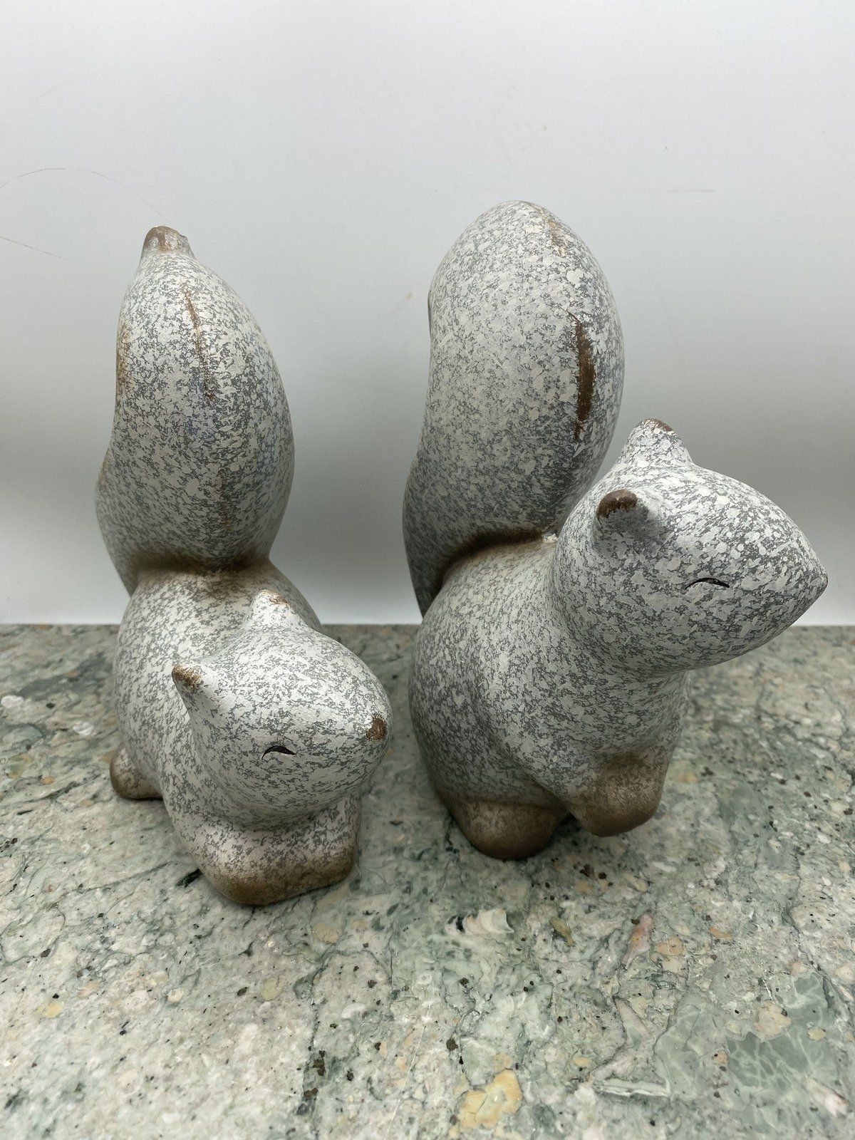 Pair of Mercury Glass Glazed Pottery Squirrels 2
