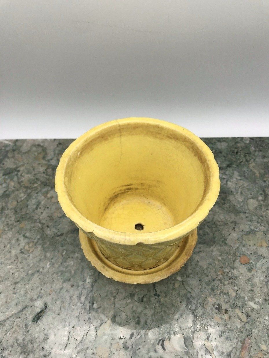 Yellow Tufted Wreath Mini McCoy Pottery Plant Pot 3