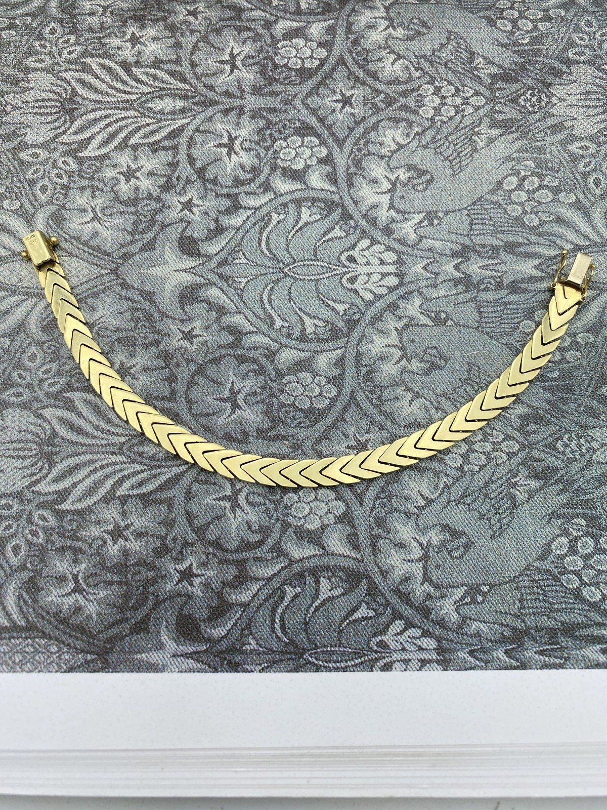 Solid 14k Gold Ladies Feather Link 7L Bracelet 5