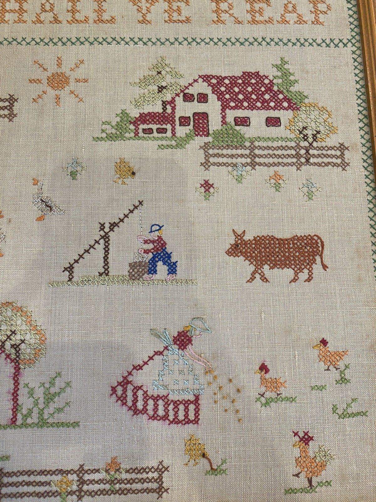 Vintage Framed Sow & Reap Needlework 2