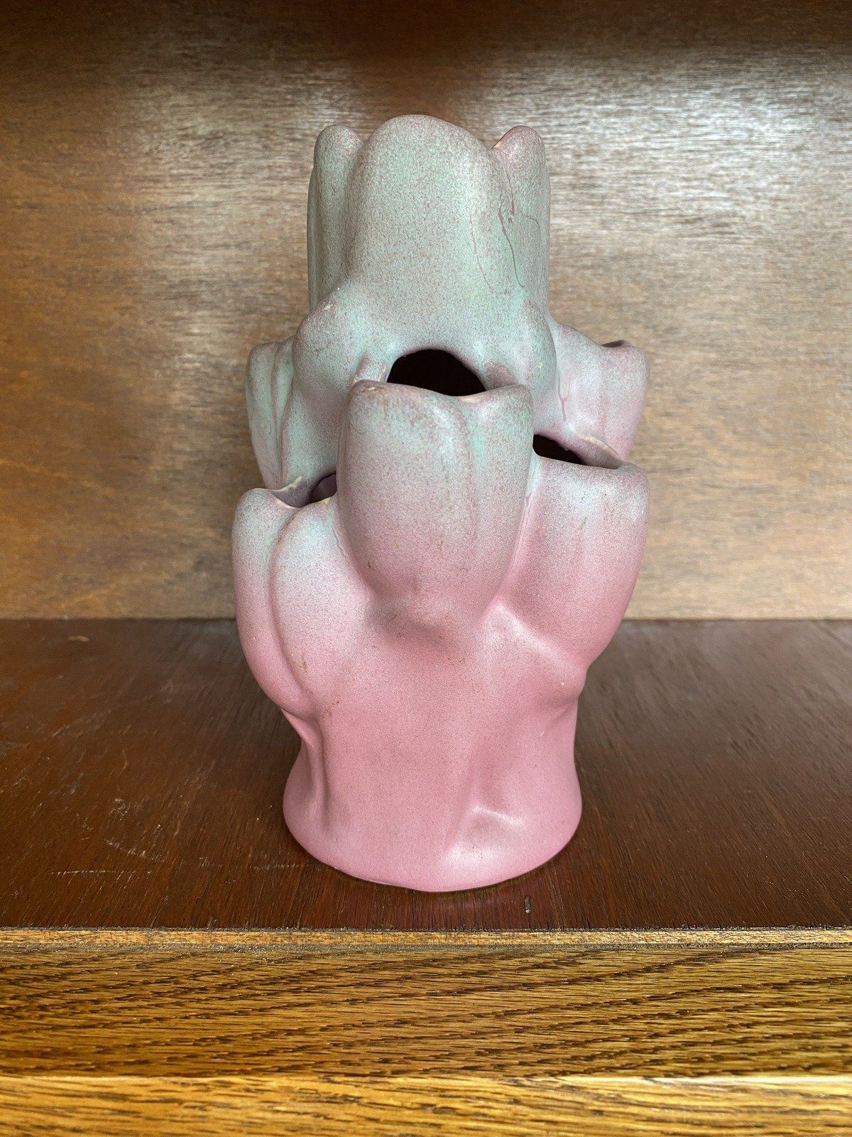 Rare Color Niloak Arkansas Pottery Tulipier Tiered Figural Vase 5